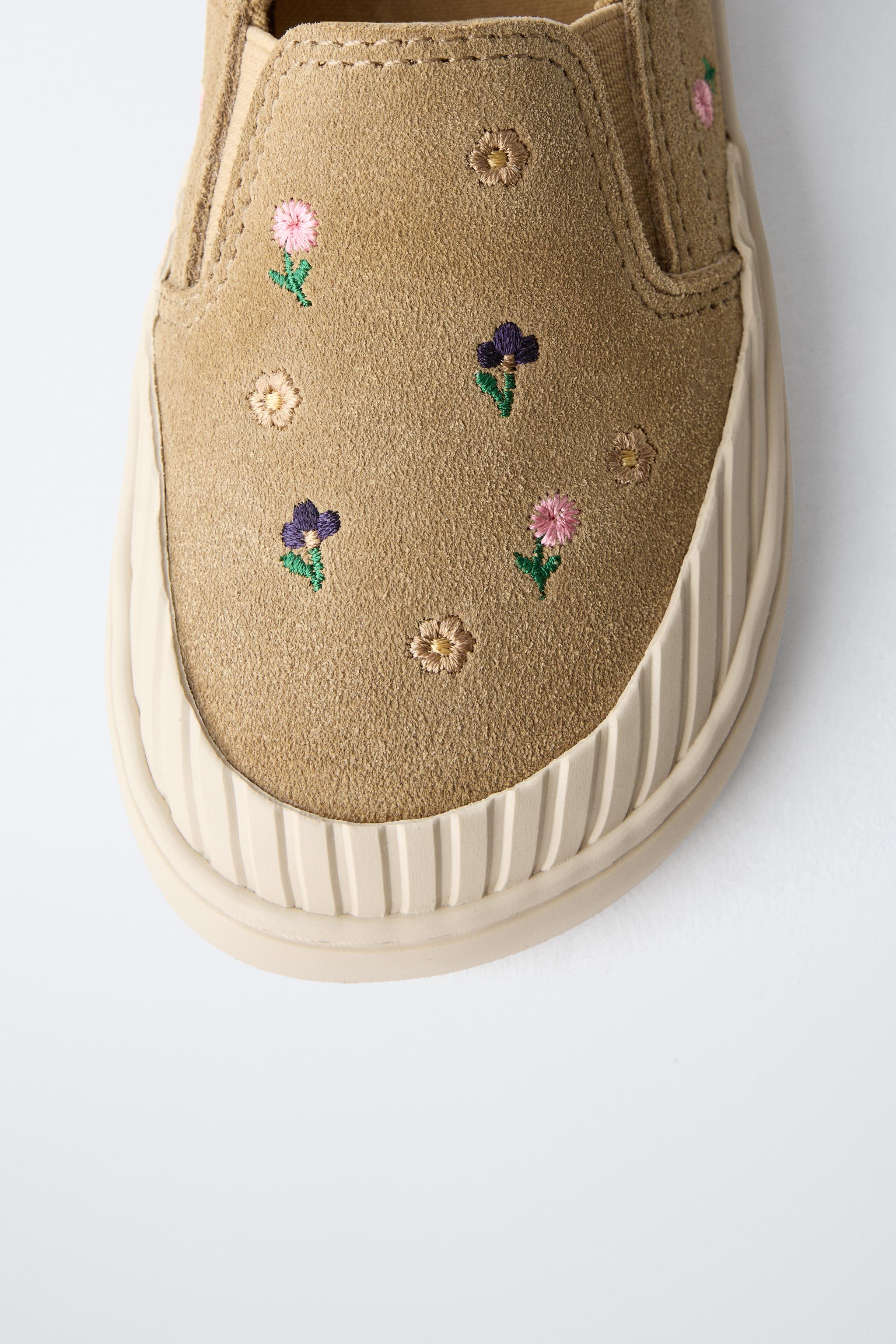 LEATHER FLORAL SNEAKERS