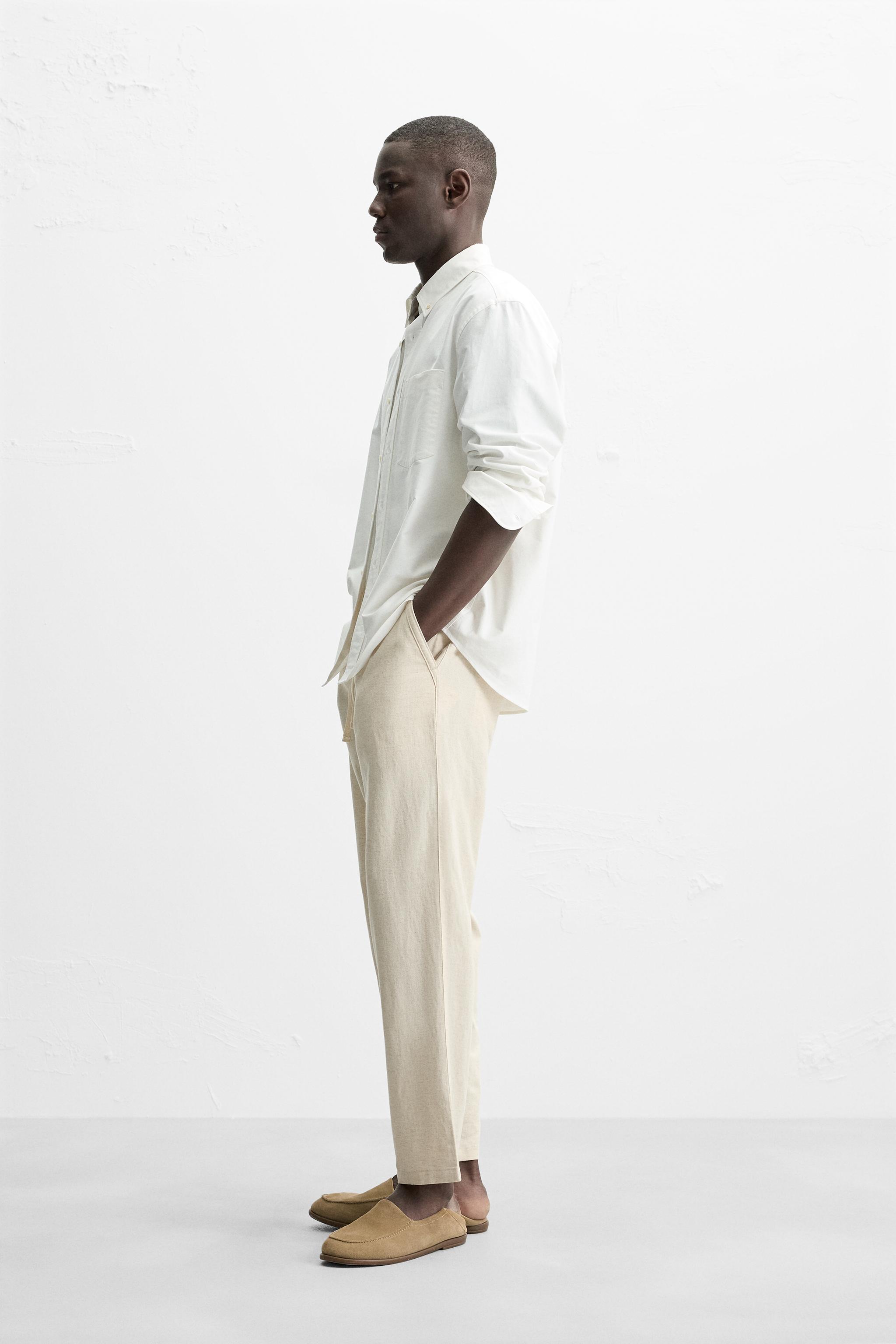RELAXED FIT COTTON LINEN PANTS