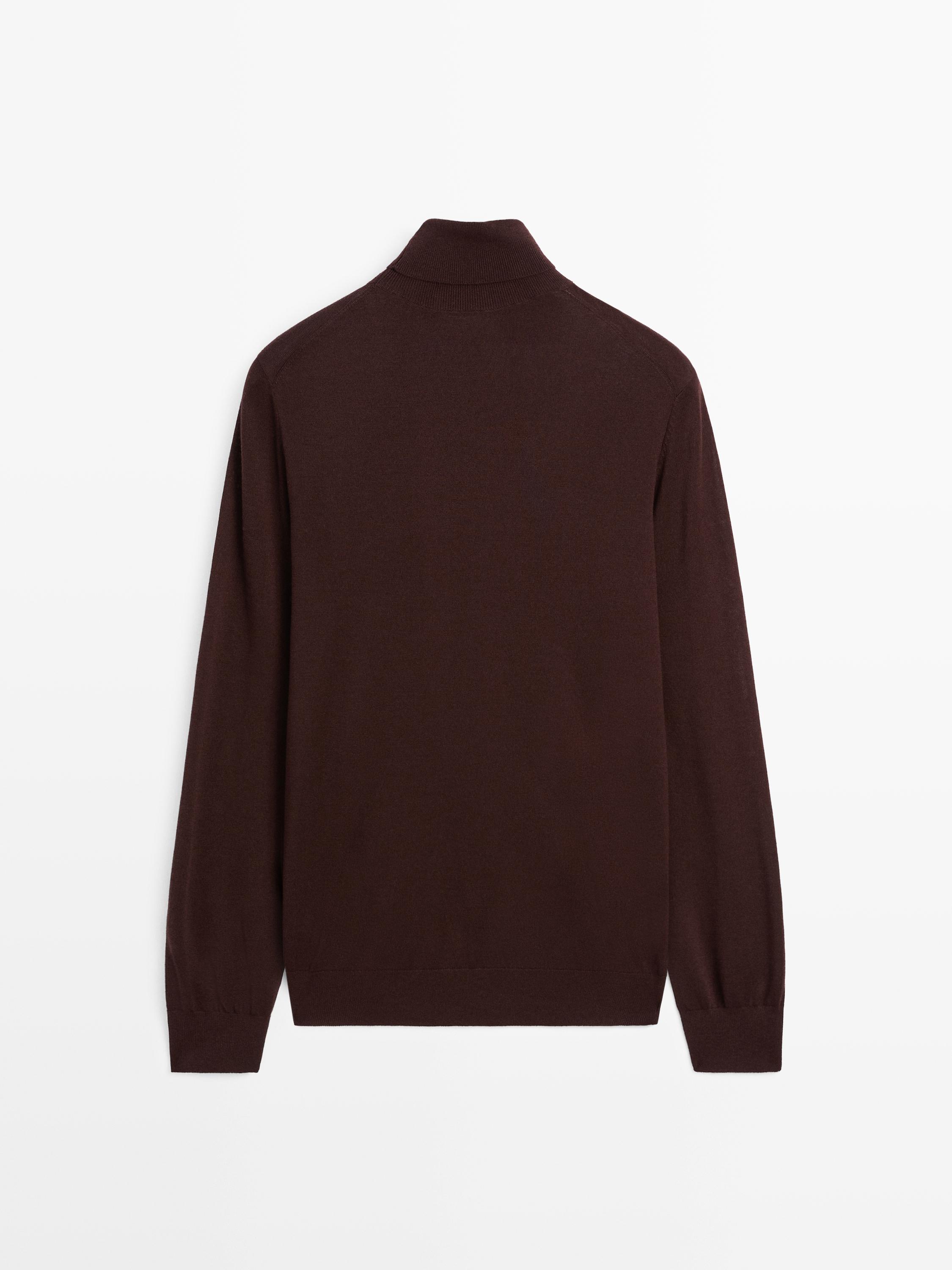 Wool blend high neck knit jumper