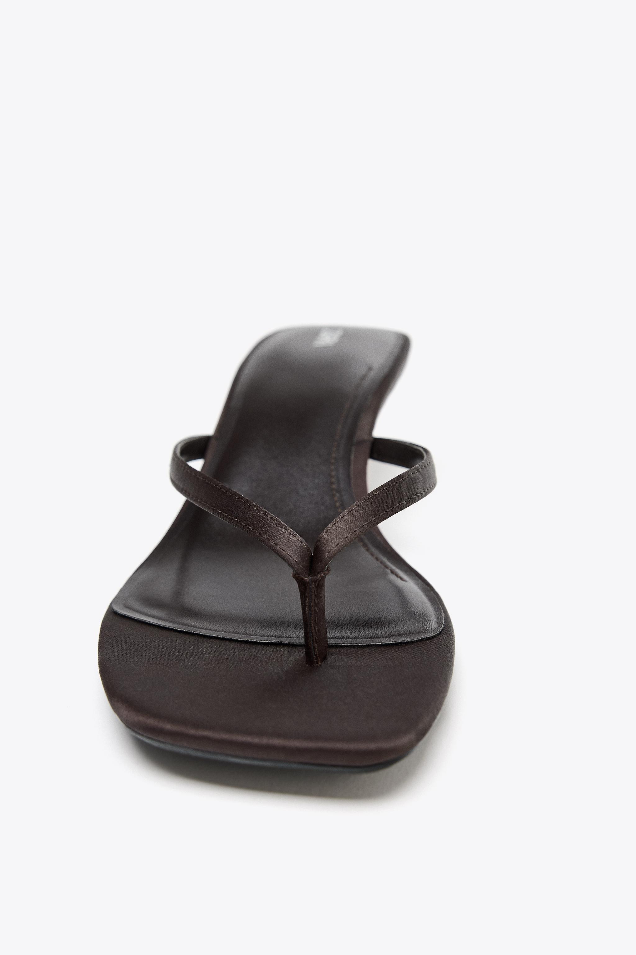 SATIN KITTEN HEEL SANDALS