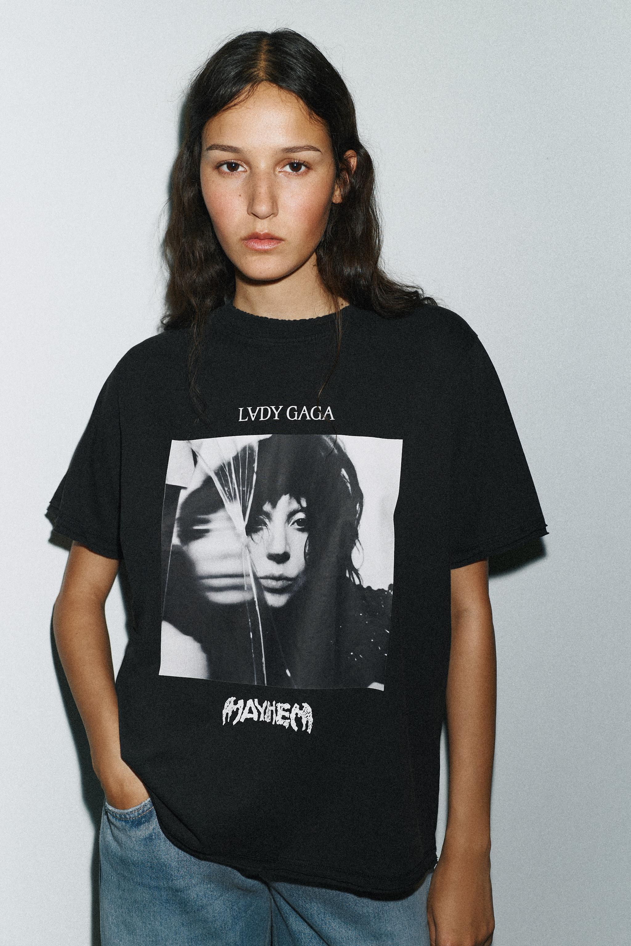 LADY GAGA WASHED EFFECT T-SHIRT