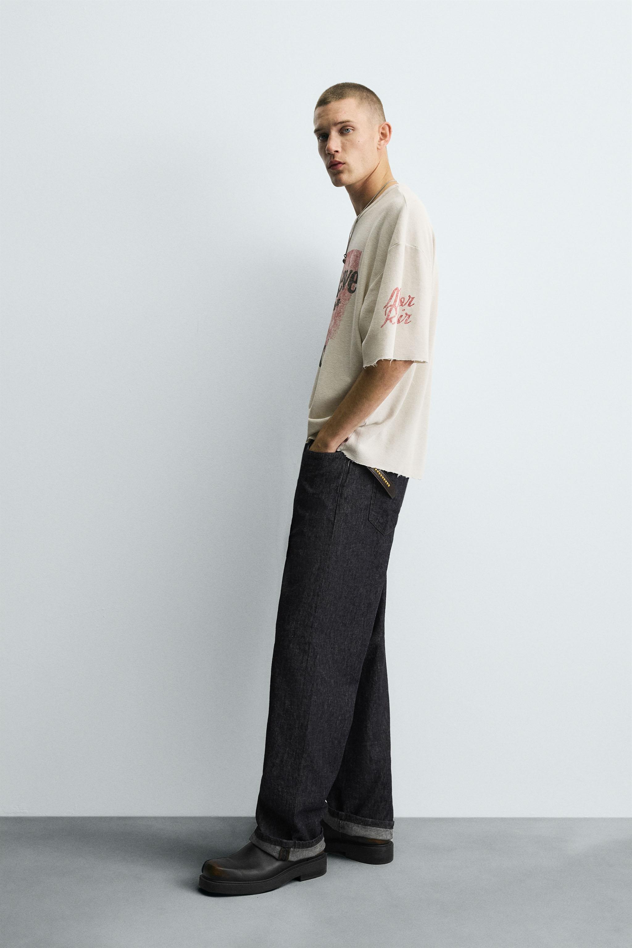 WASHED PRINT KNIT T-SHIRT