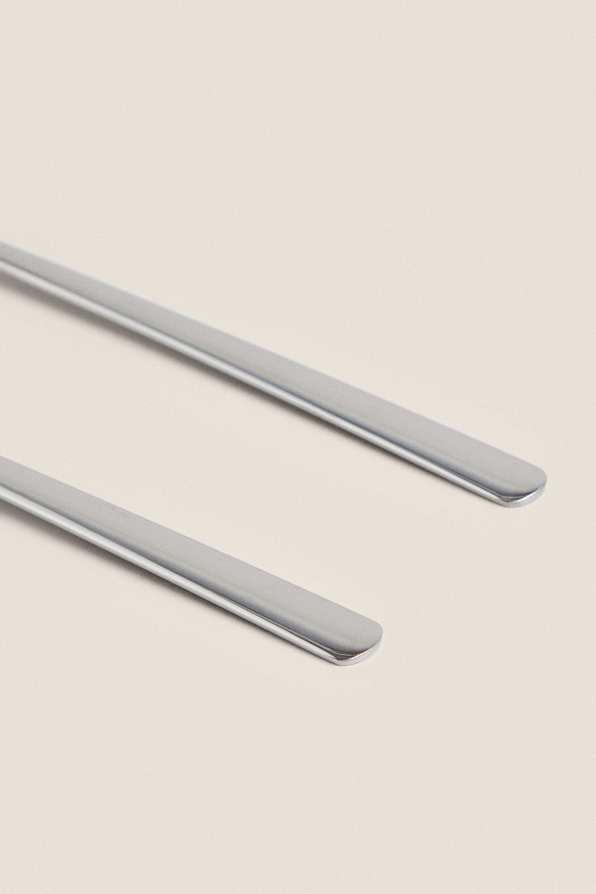 SET OF SHINY STEEL SALAD FLATWARE (SET OF 2)
