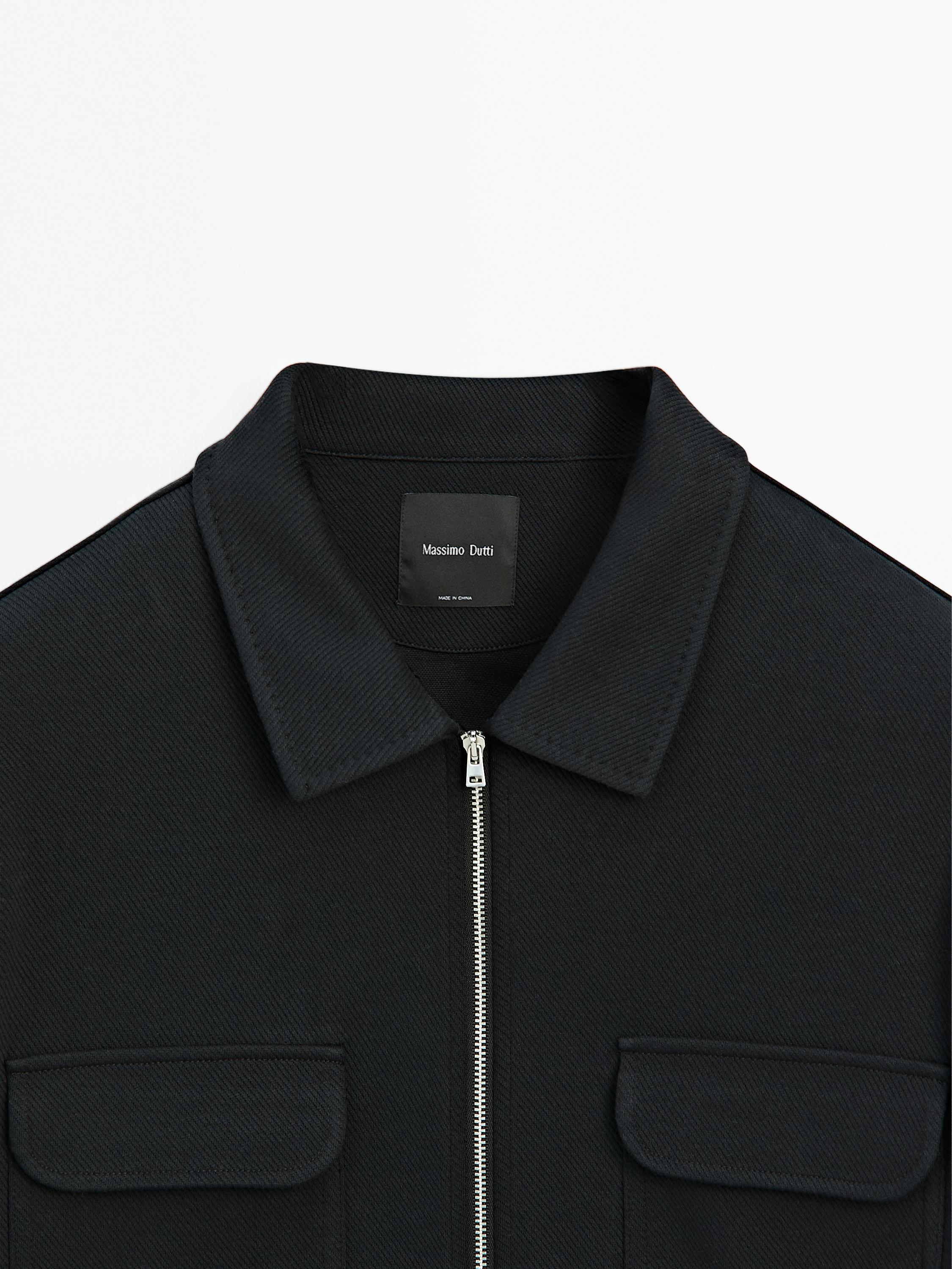 Cotton blend twill jacket with pockets