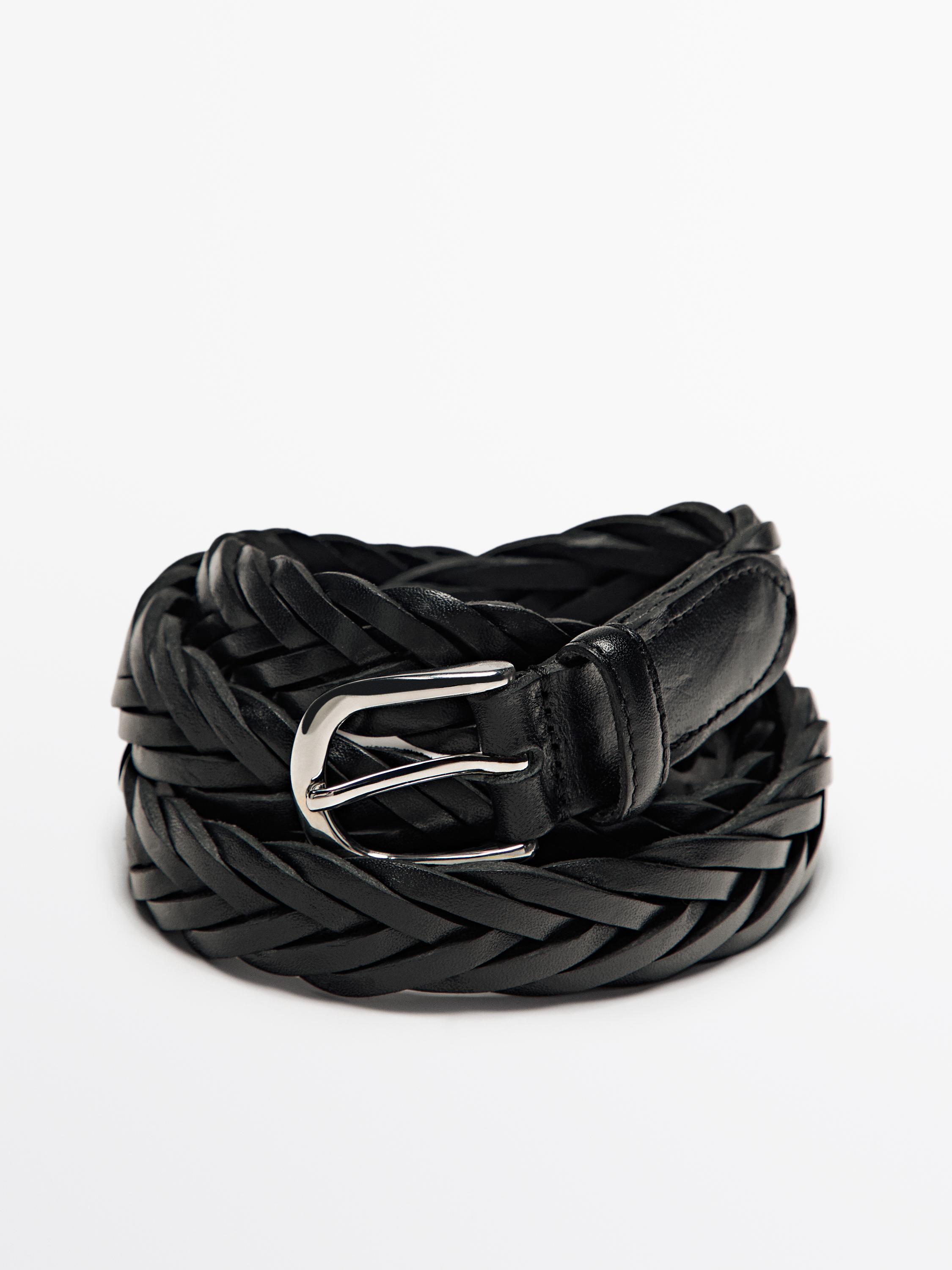 Plaited leather belt