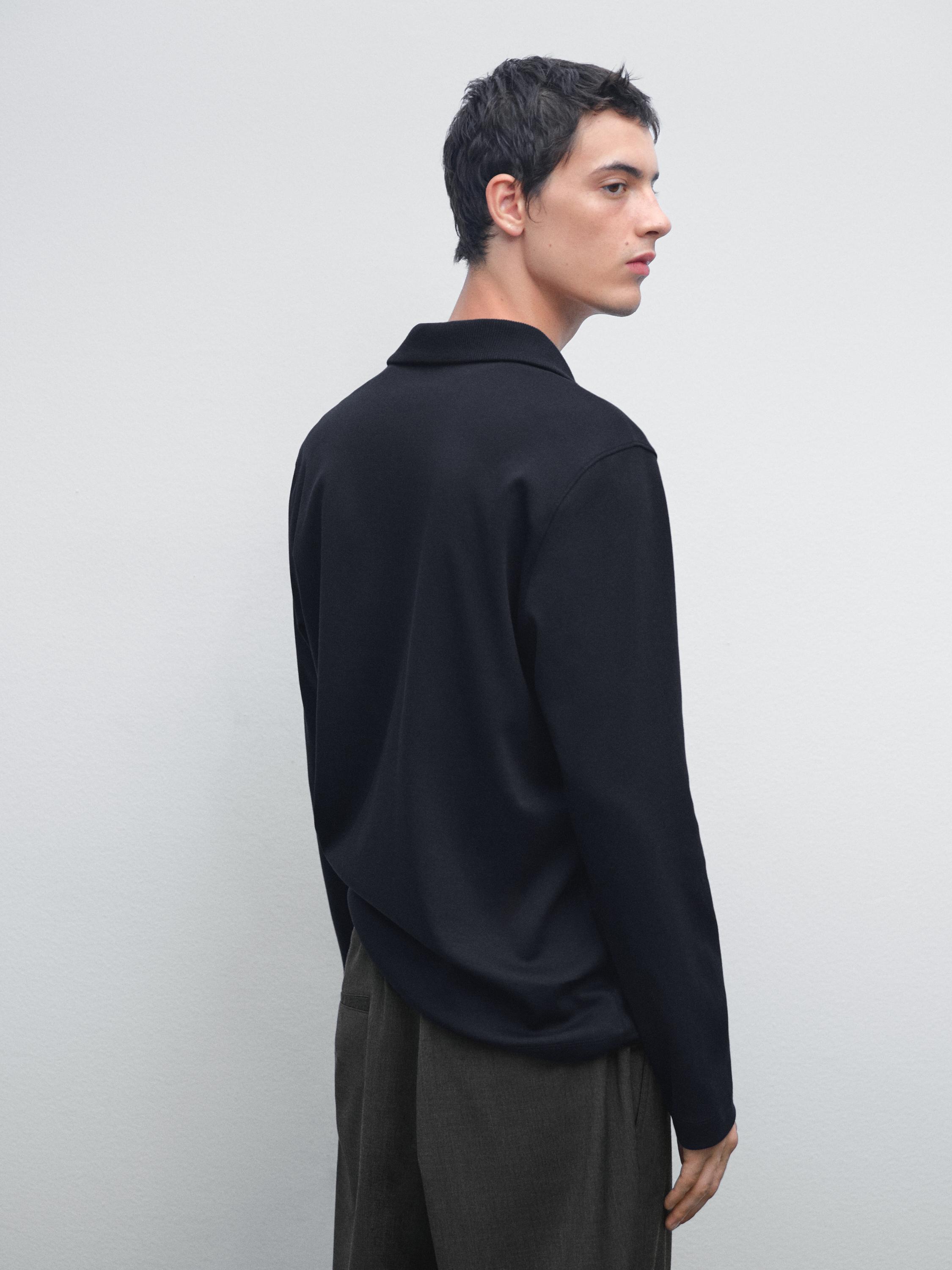 Mock neck quarter zip polo shirt