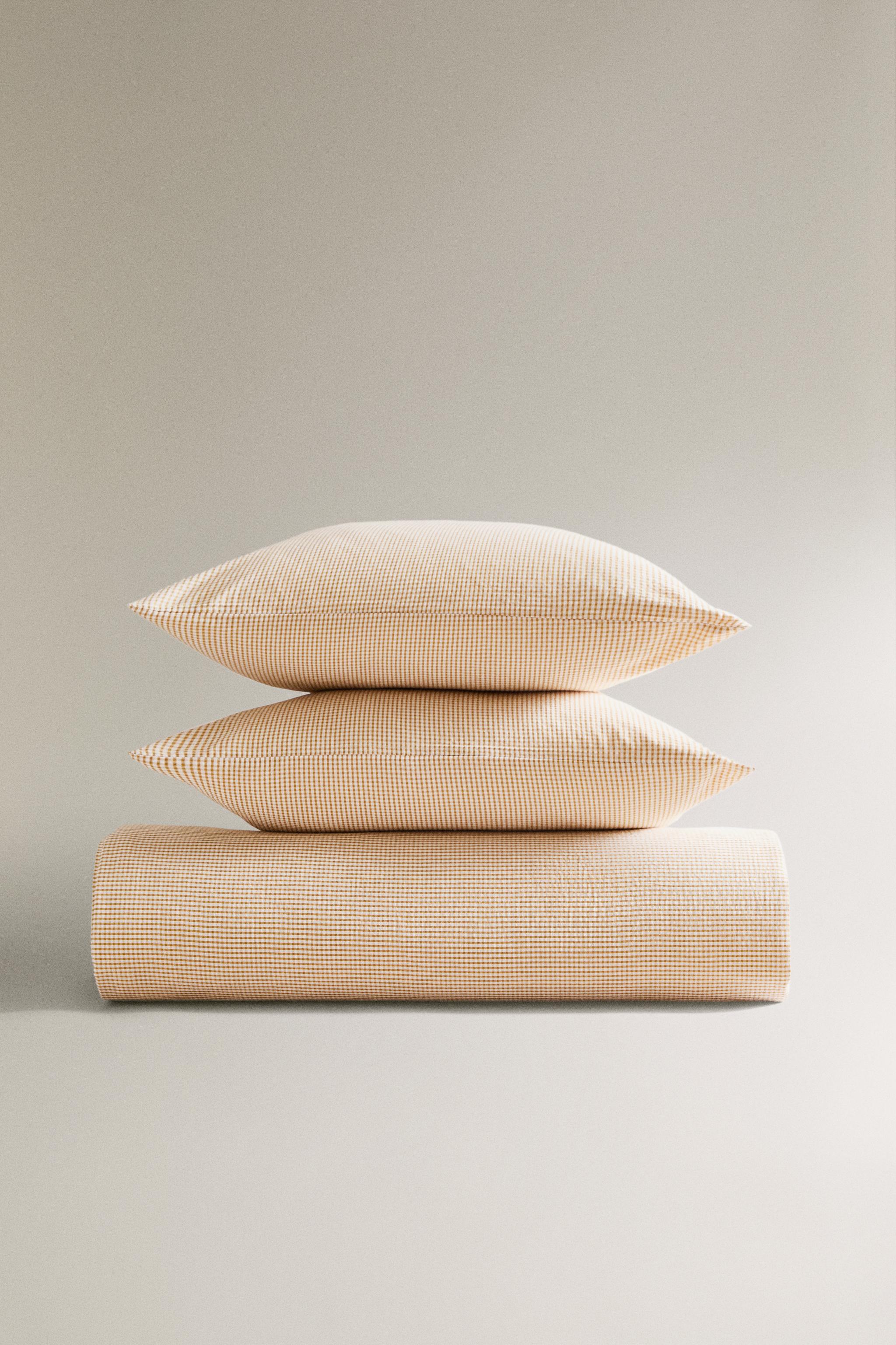 COTTON SEERSUCKER CHECK DUVET COVER