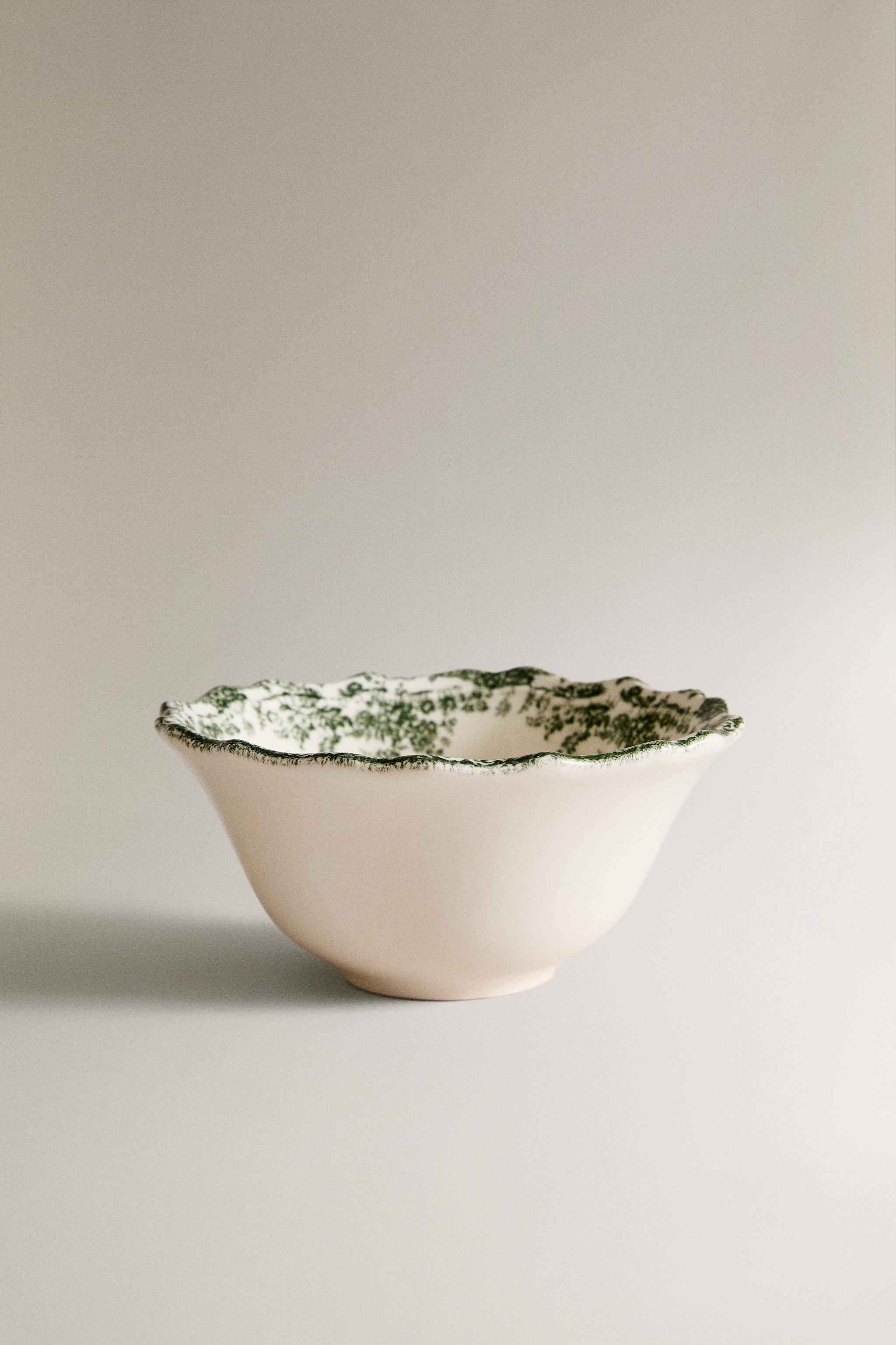 FLORAL EARTHENWARE SNACK BOWL