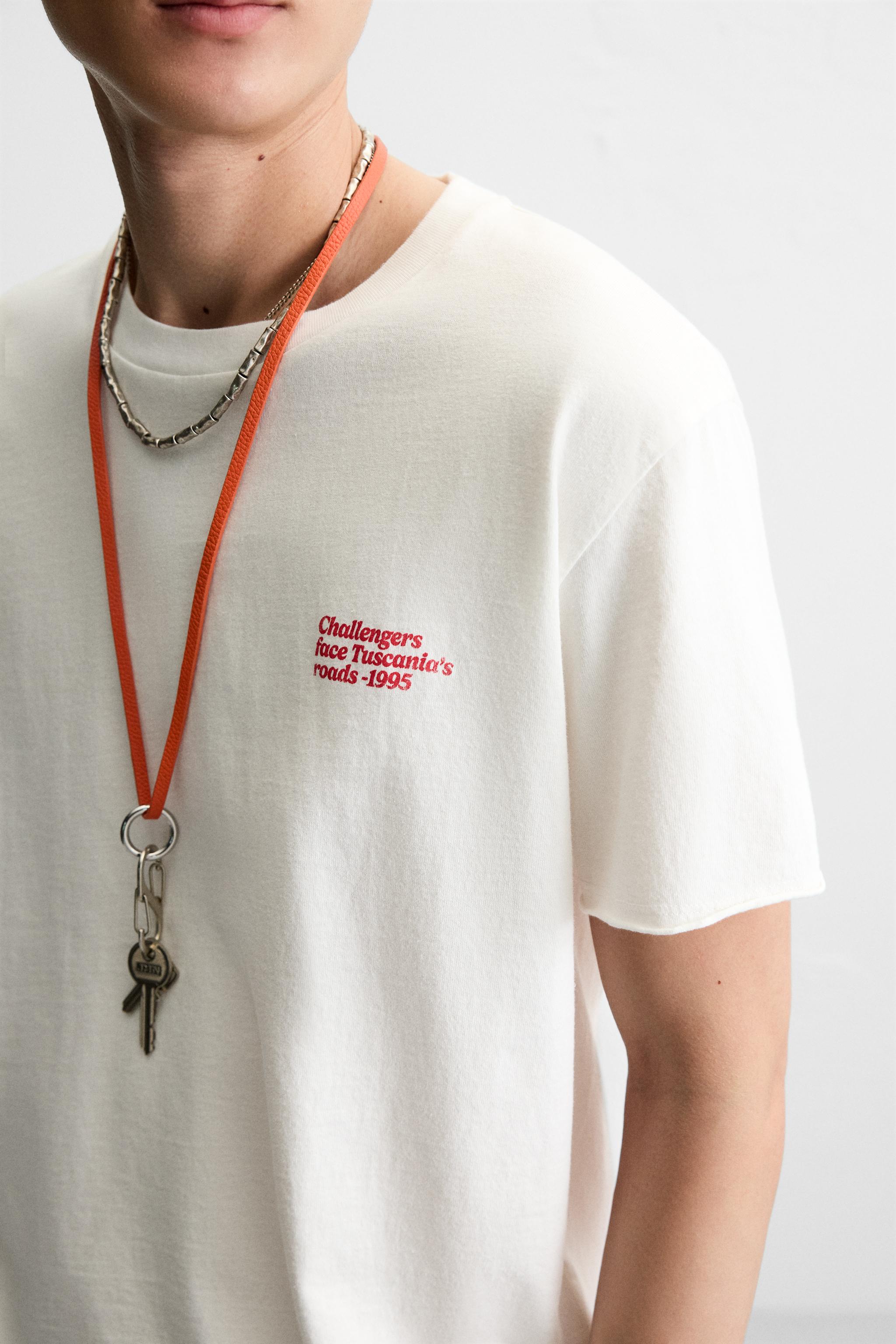 WASHED PRINT TEXT T-SHIRT