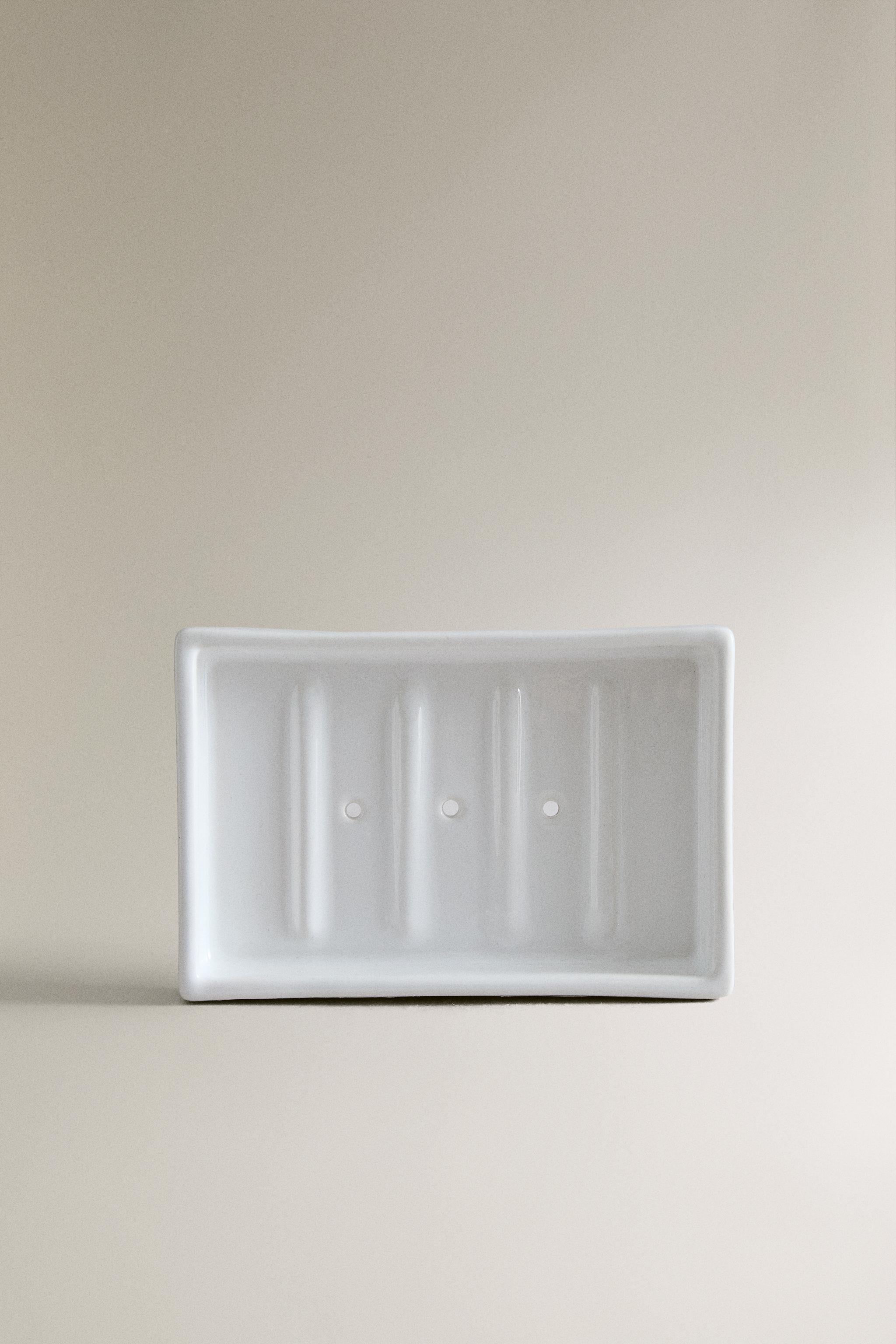 EARTHENWARE BATHROOM SOAP DISH WHITE