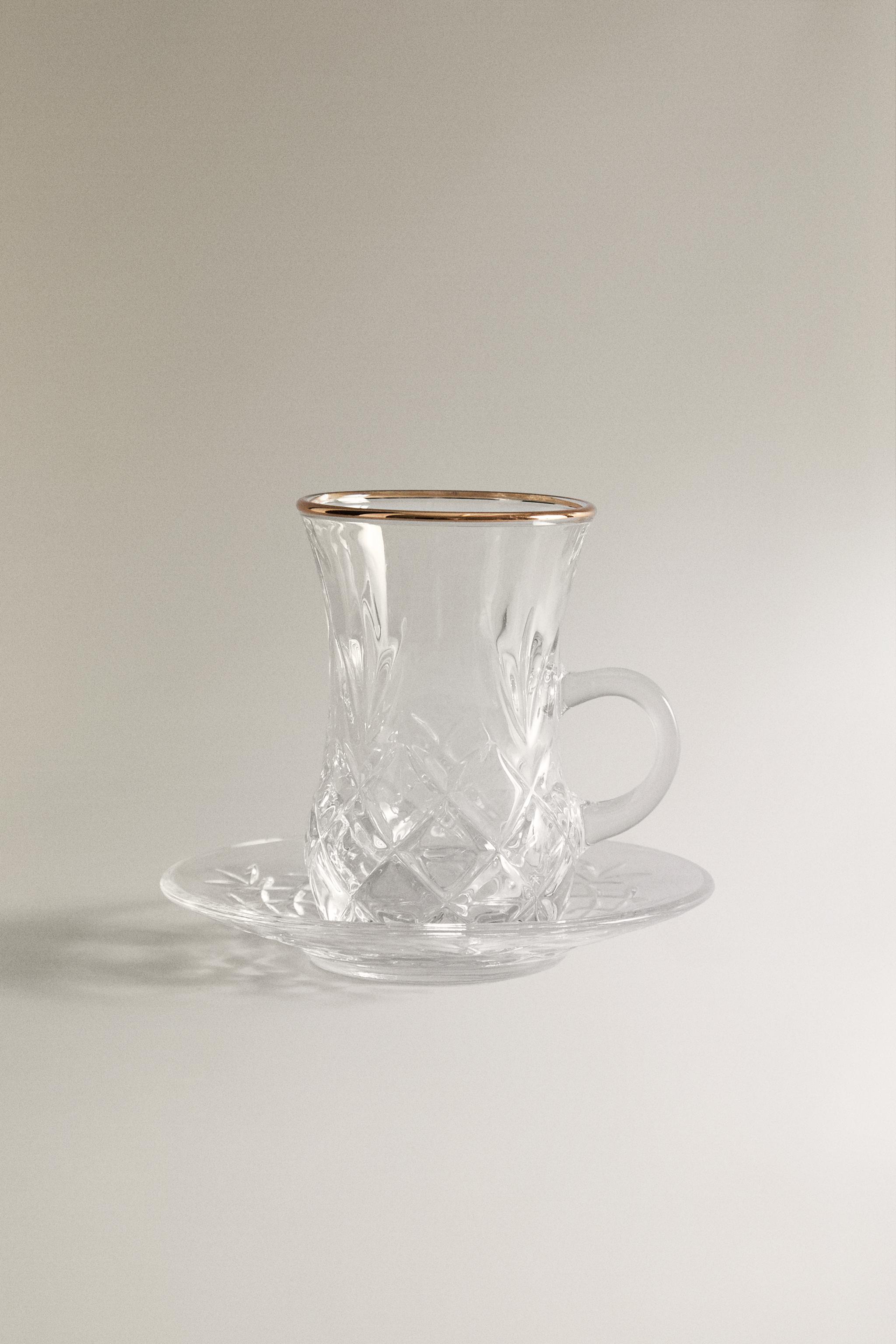 ENGRAVED GLASS TEACUP