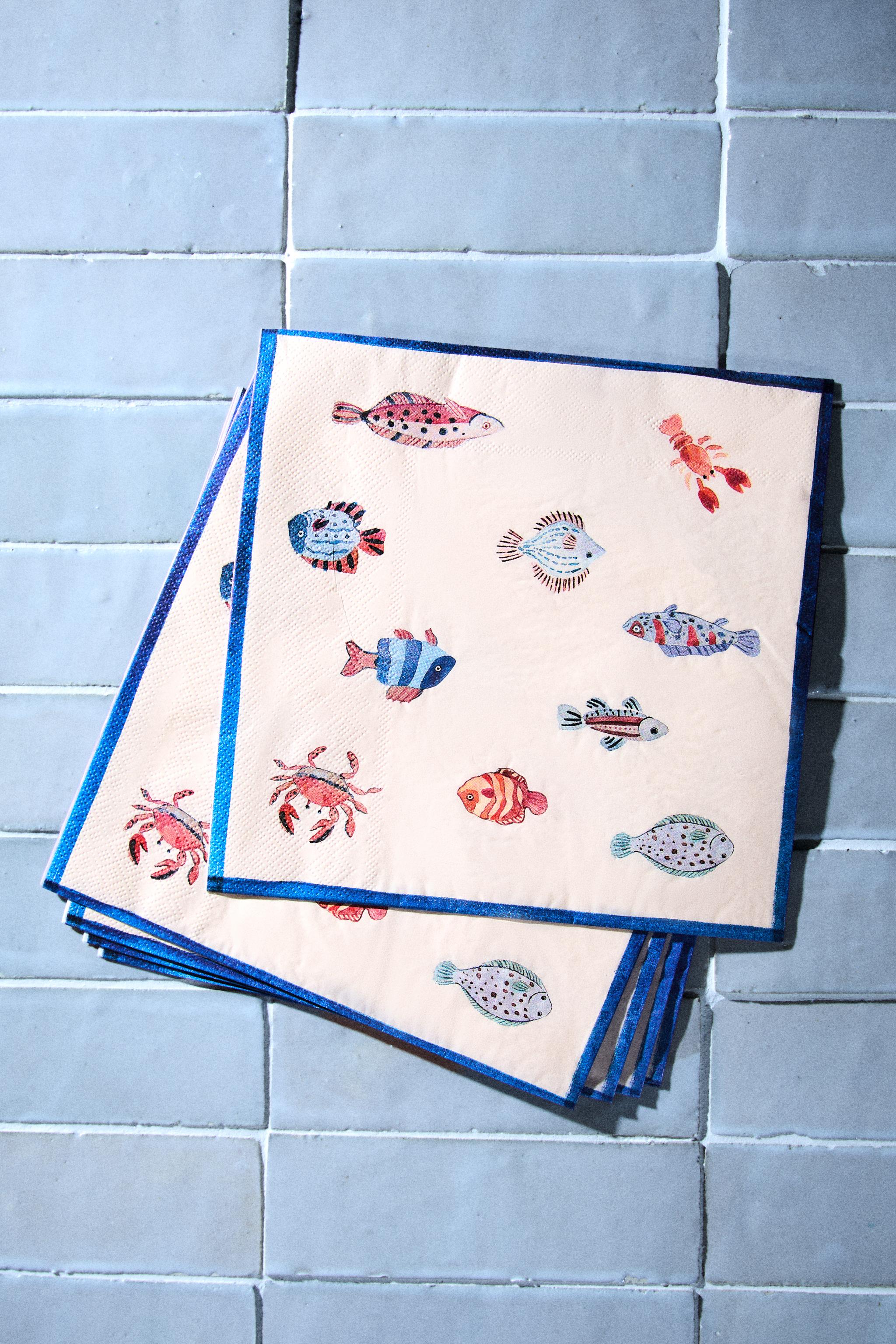 SET OF 20 FISH PAPER NAPKINS (SET OF 20)