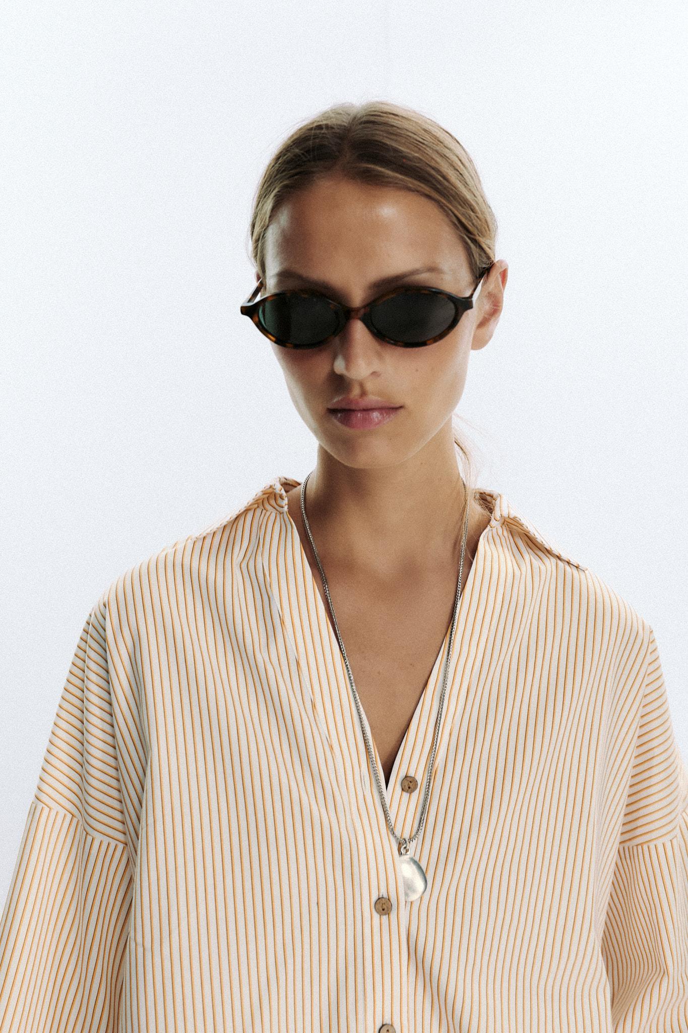 STRIPED POPLIN SHIRT WITH WIDE SLEEVES