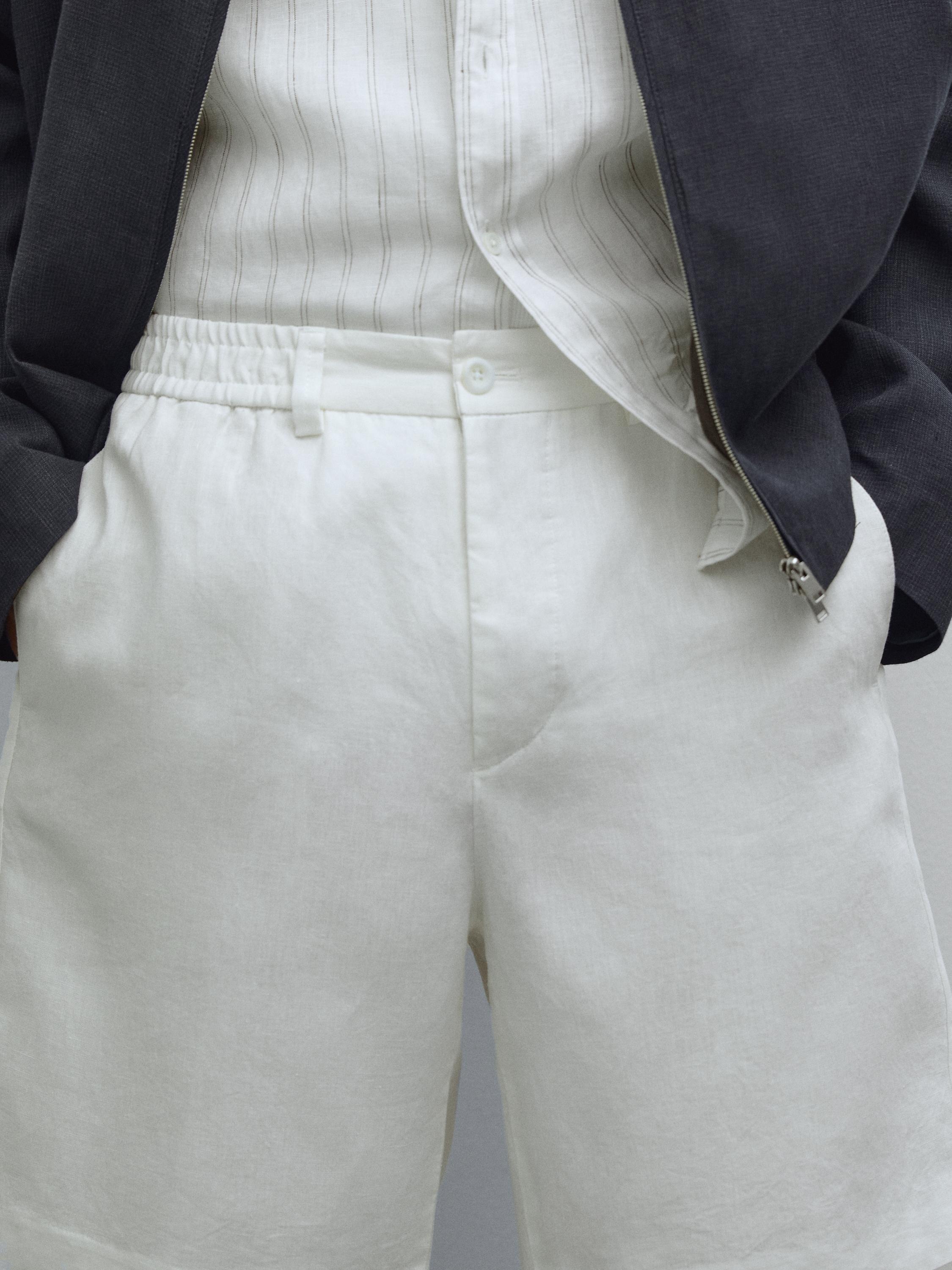 Lightweight 100% linen Bermuda shorts