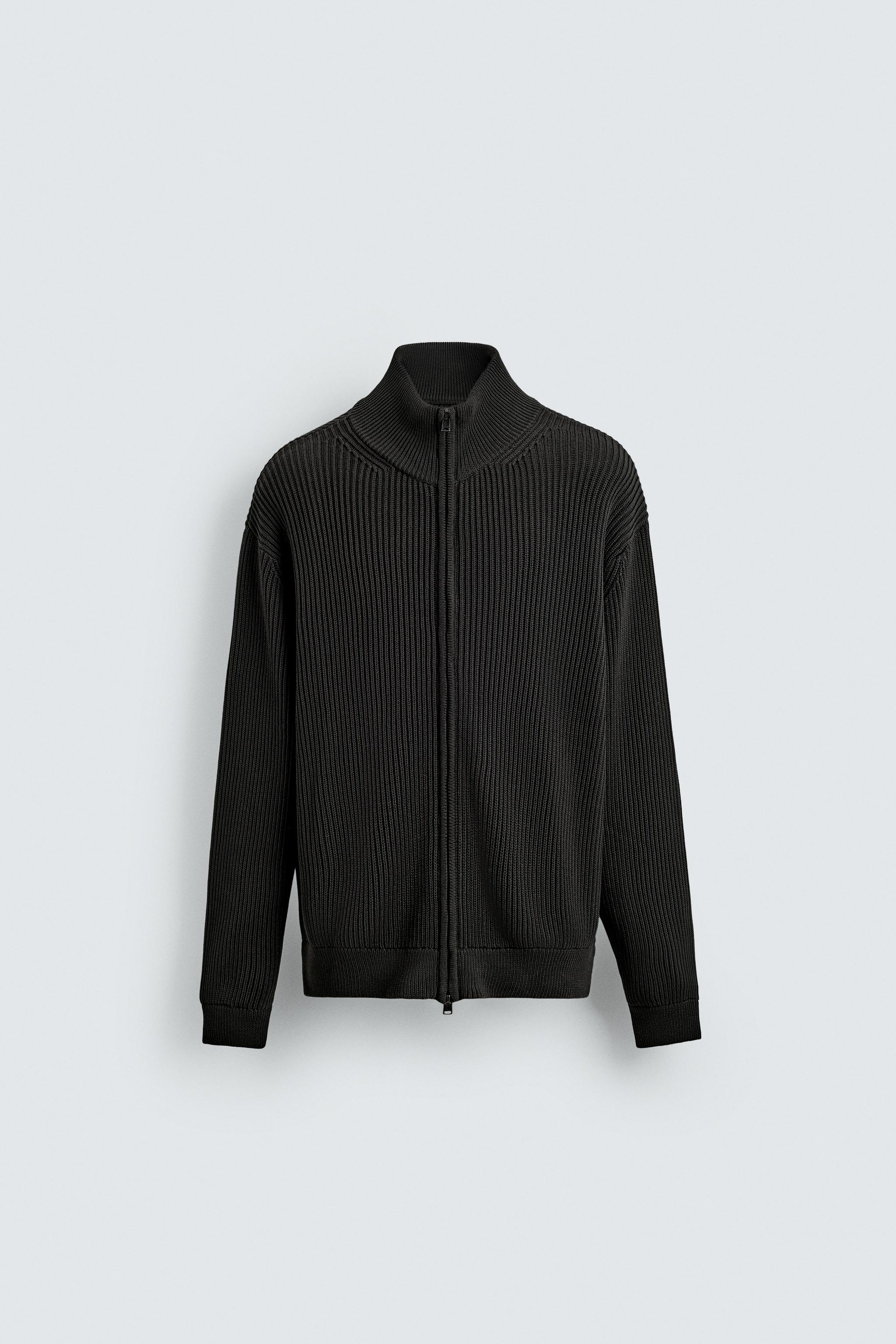 PURL KNIT ZIP-UP CARDIGAN