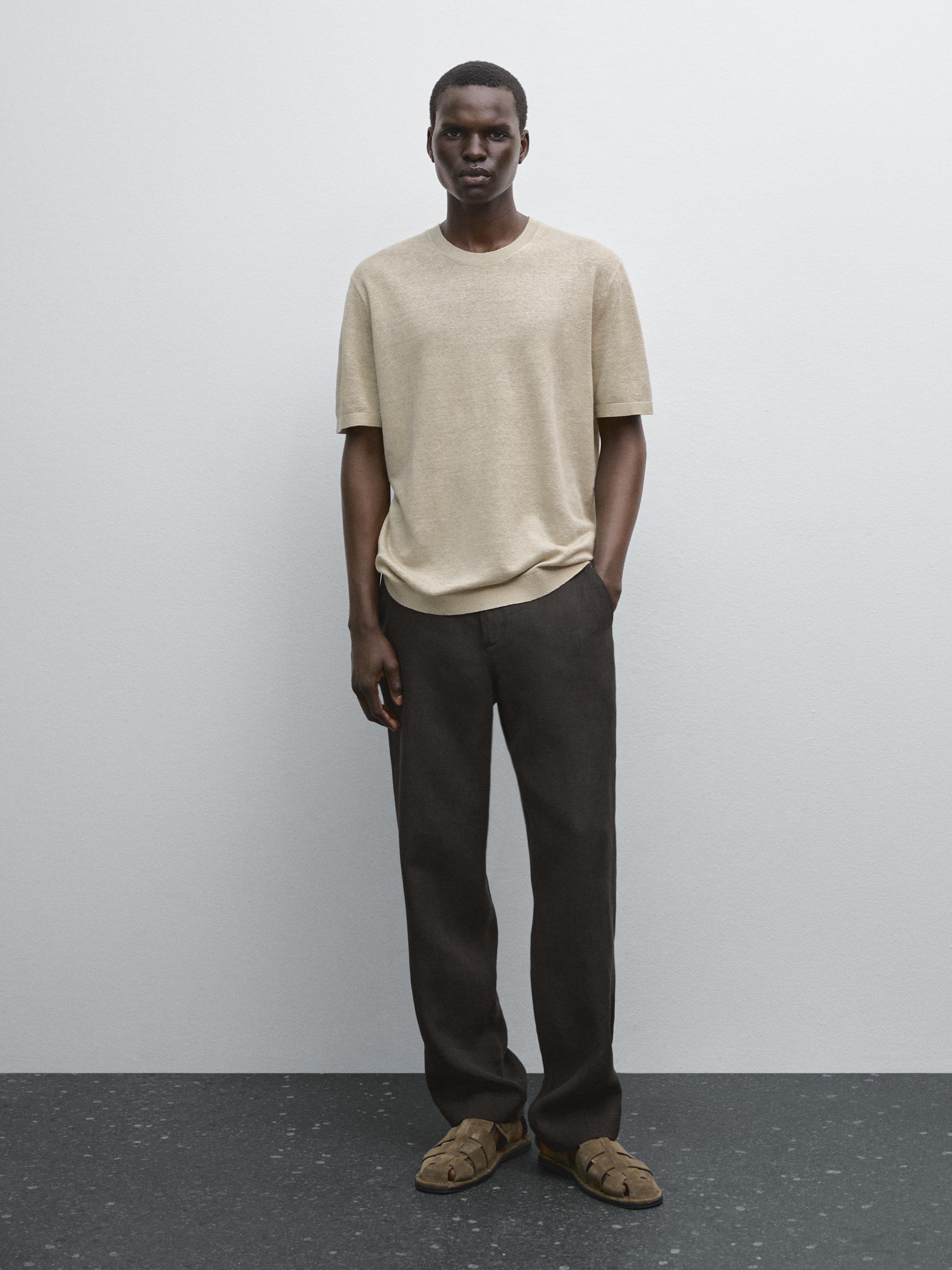 100% linen short sleeve knit T-shirt