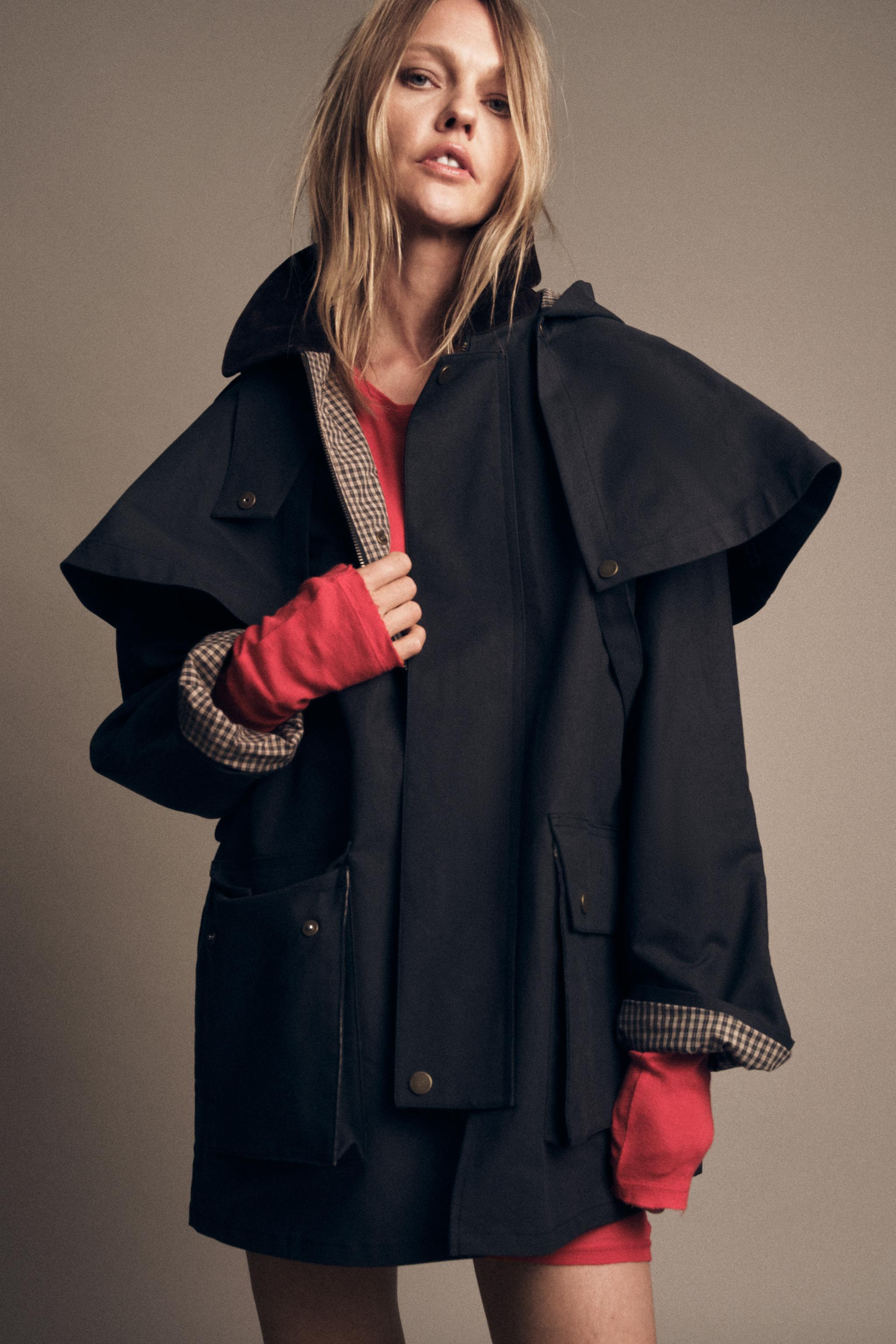 CONTRAST COLLAR HOODED TRENCH ZW COLLECTION