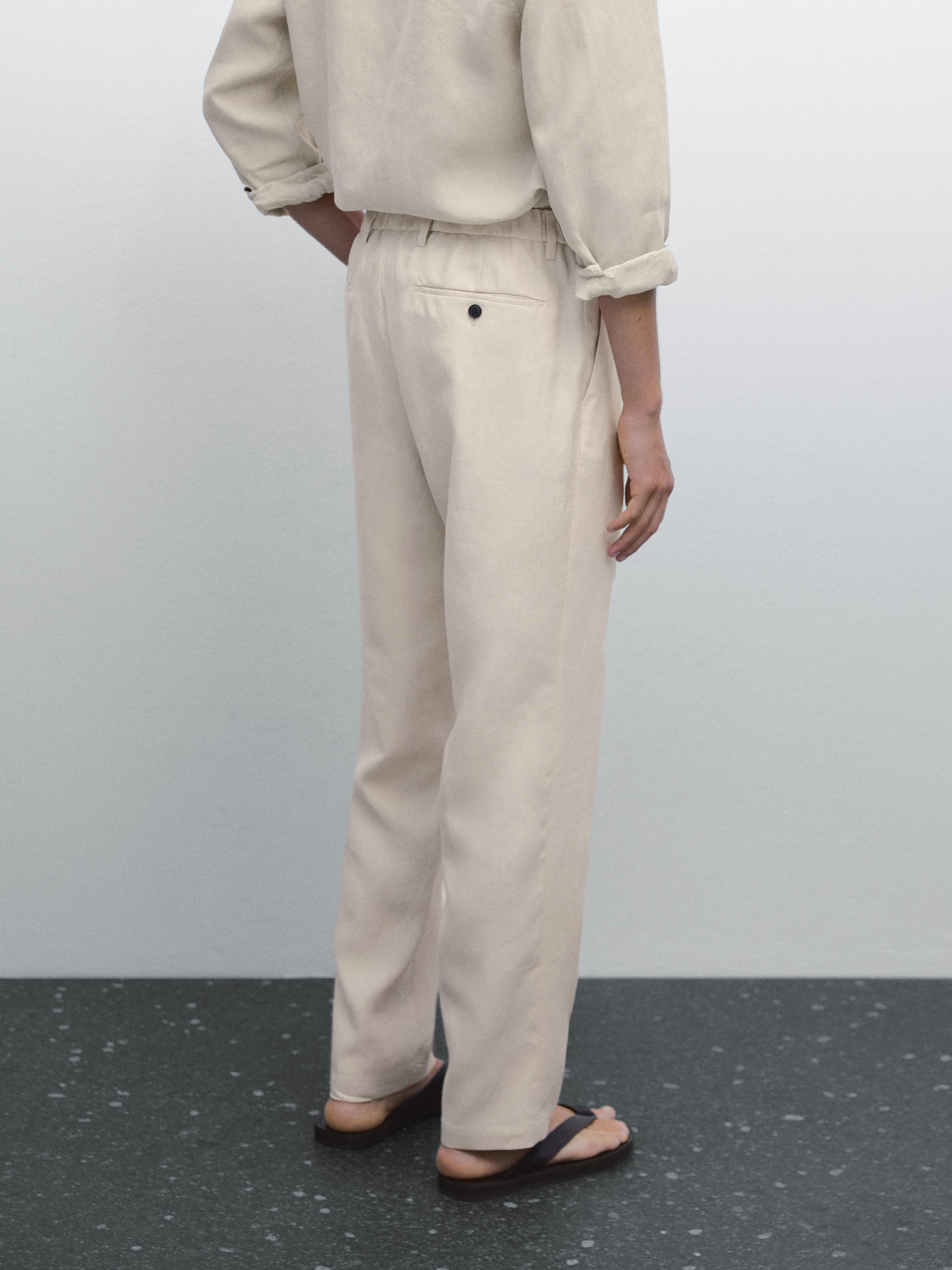 100% linen regular fit trousers