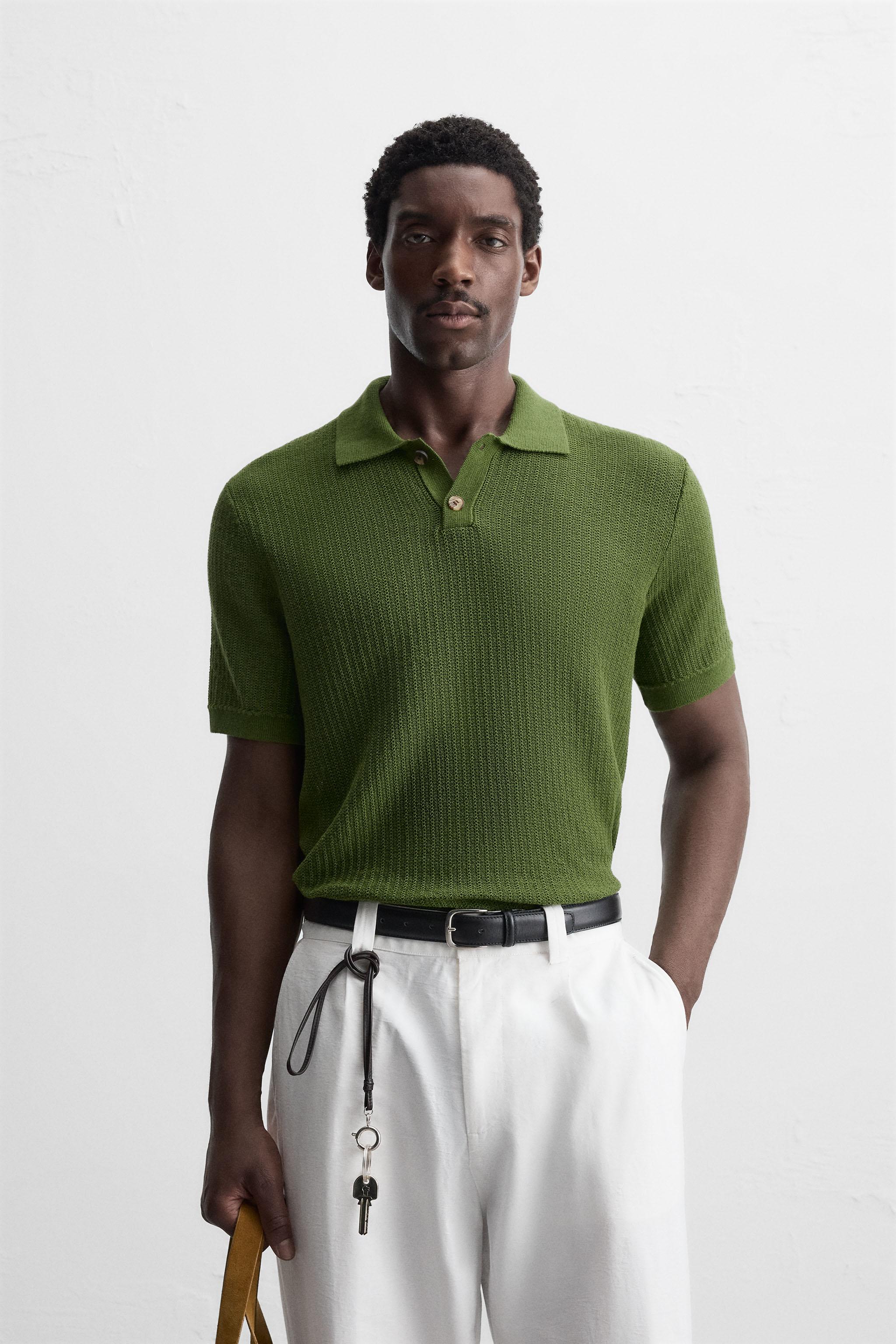 TEXTURED KNIT POLO SHIRT