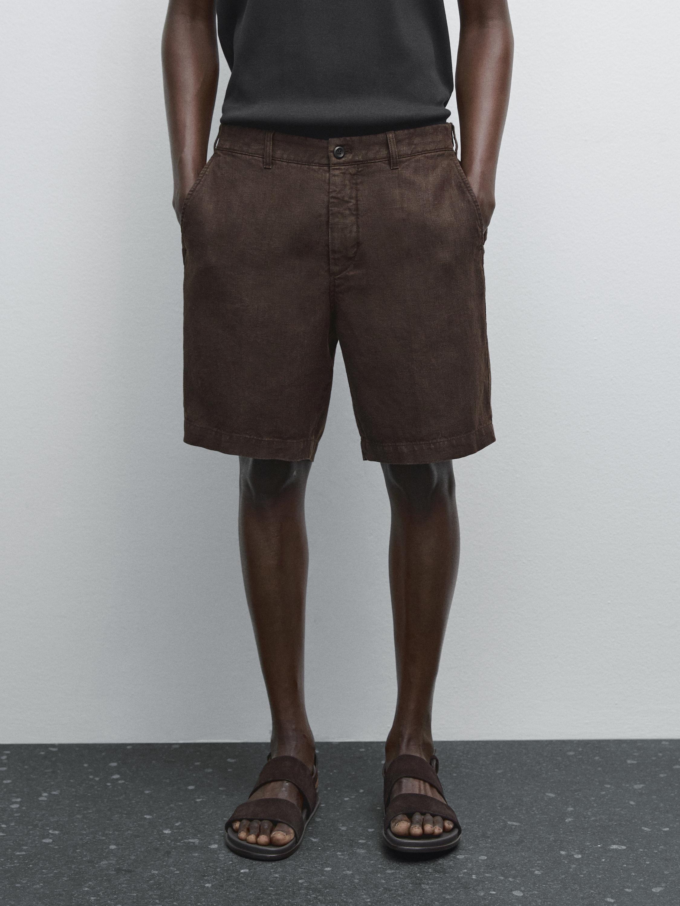 100% linen Bermuda shorts