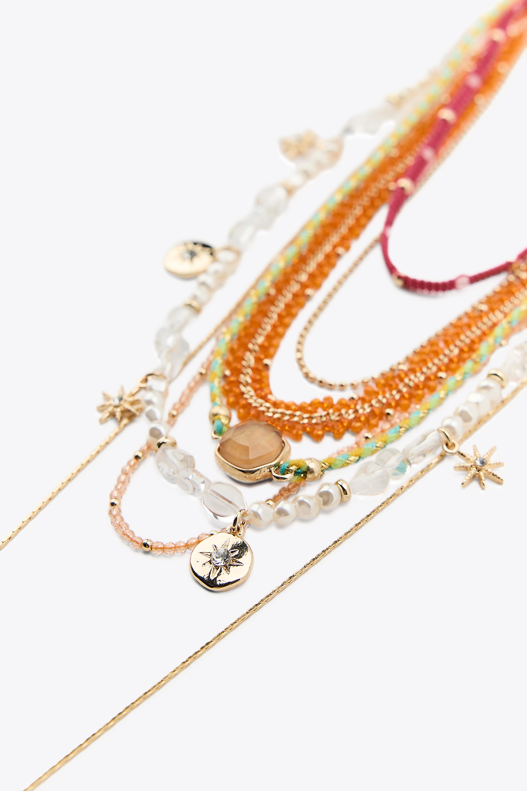 7-PACK BEADED MEDALLION PEARL NECKLACES