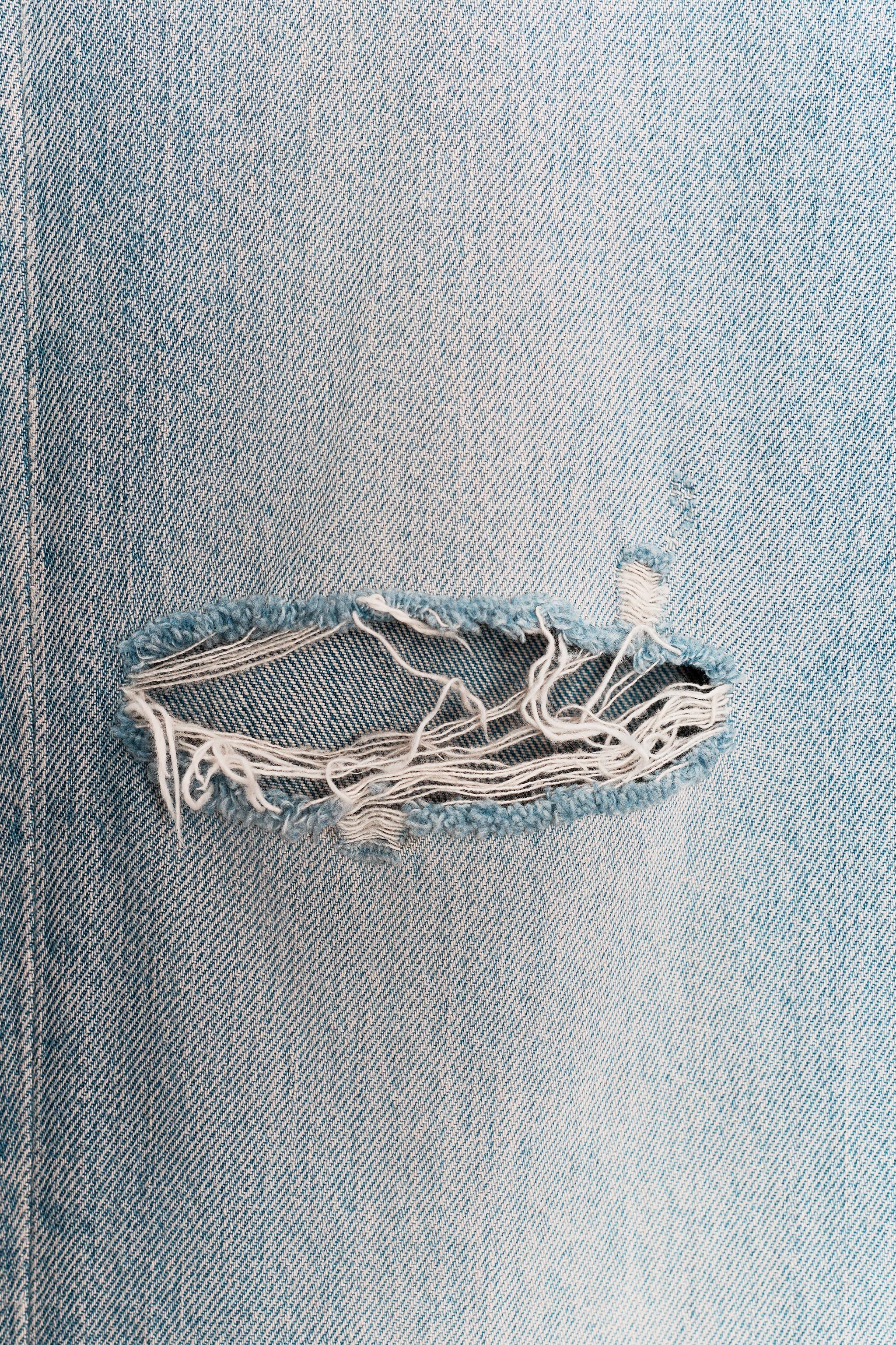 TRF LOW RISE RIPPED WIDE LEG JEANS