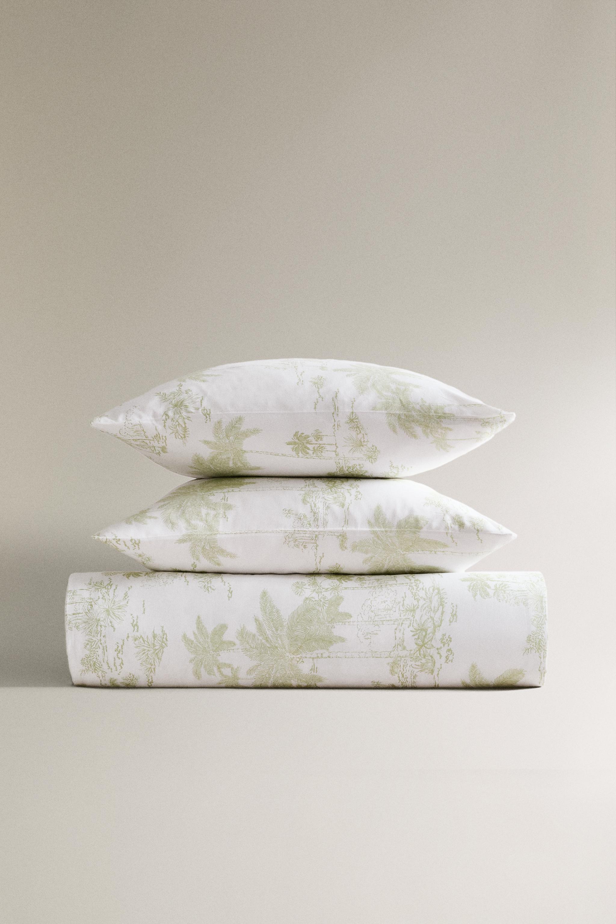 TOILE DE JOUY SATEEN DUVET COVER WITH PALM TREES
