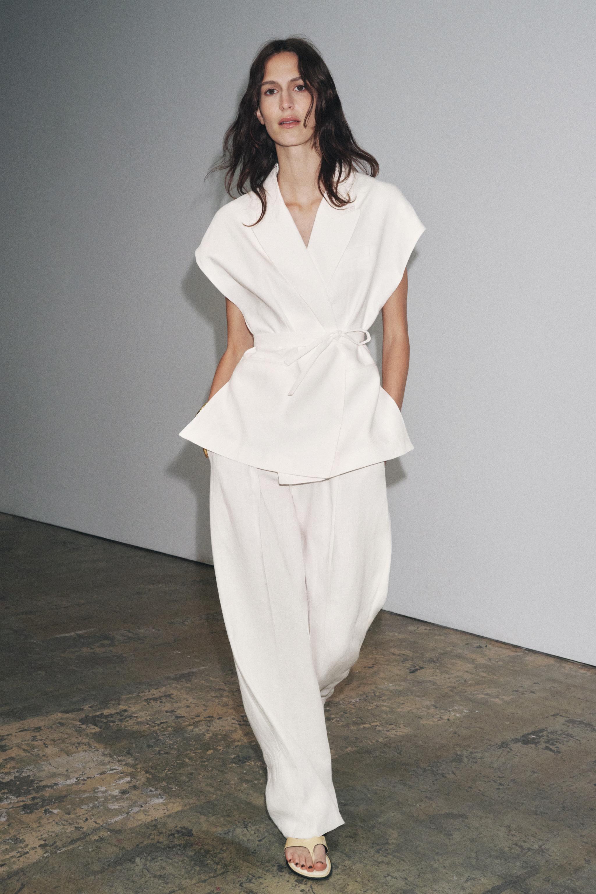 PLEATED LINEN BLEND PANTS ZW COLLECTION