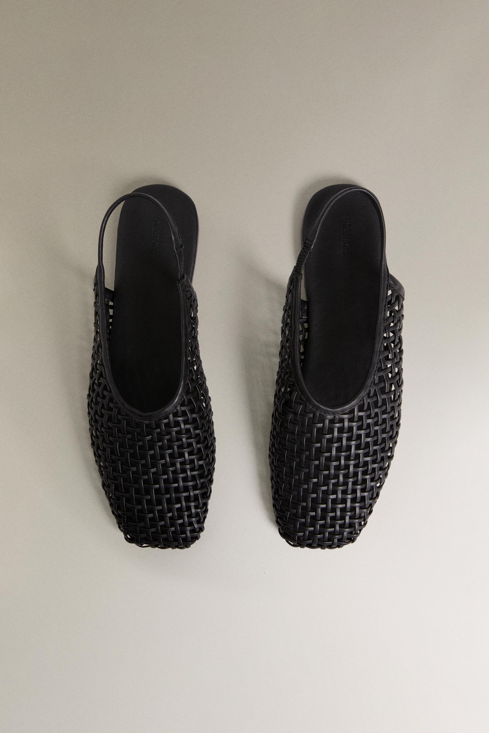 BRAIDED LEATHER SLINGBACK BALLET FLATS