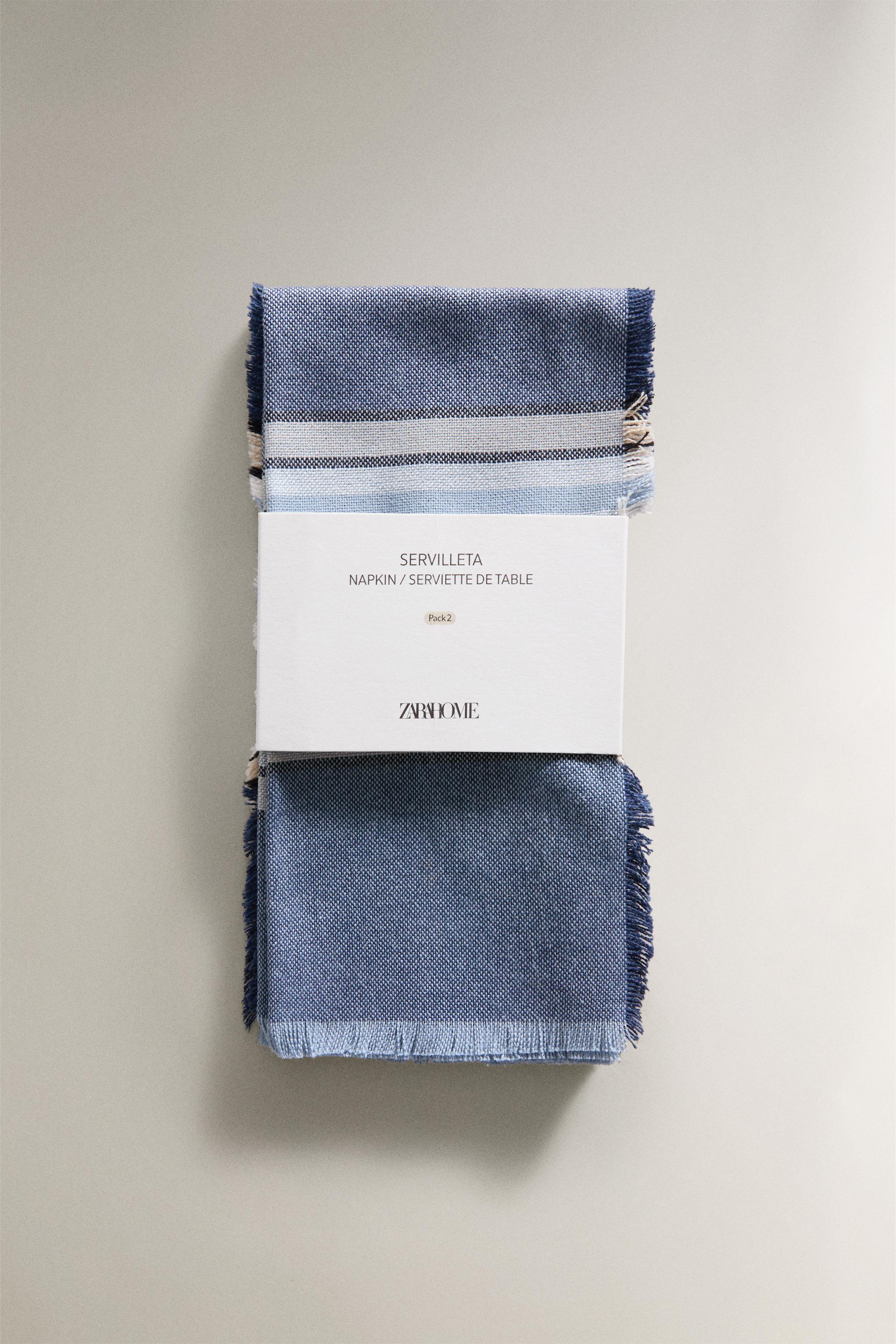 SET OF DYED THREAD STRIPED NAPKINS (SET OF 2)