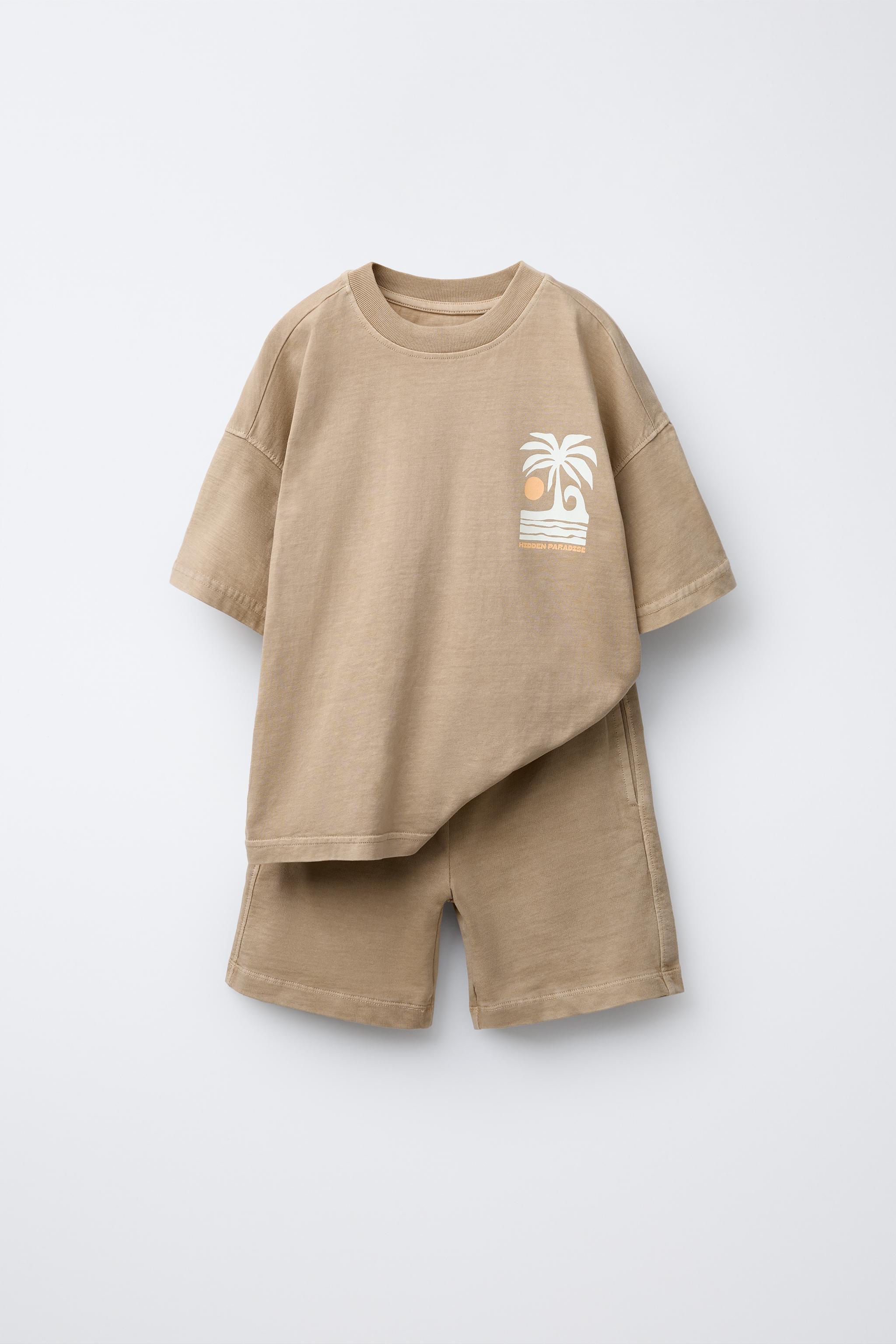 GARMENT DYE PRINT T-SHIRT AND BERMUDA SET