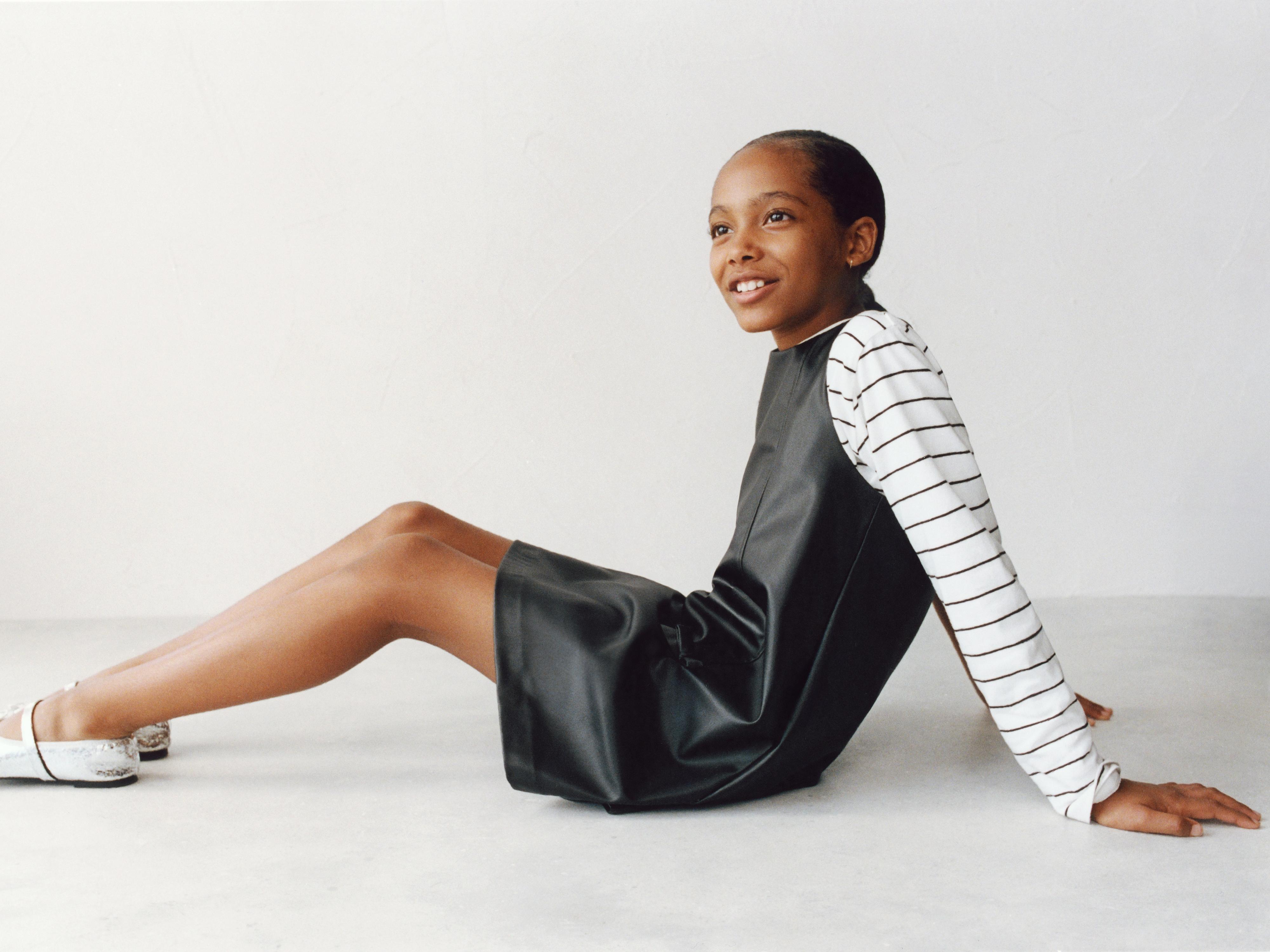 FAUX LEATHER BOW PINAFORE DRESS