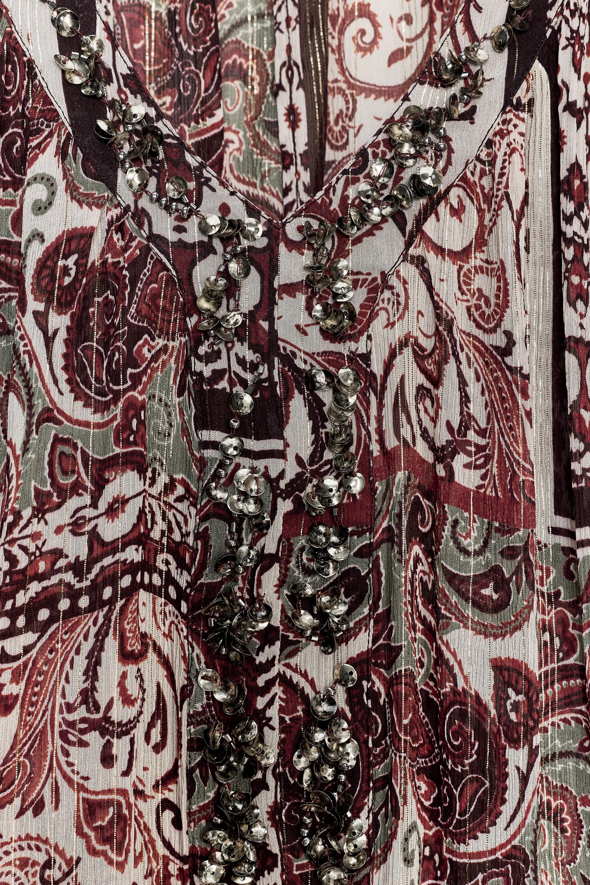 METALLIC THREAD PRINTED BEADED BLOUSE