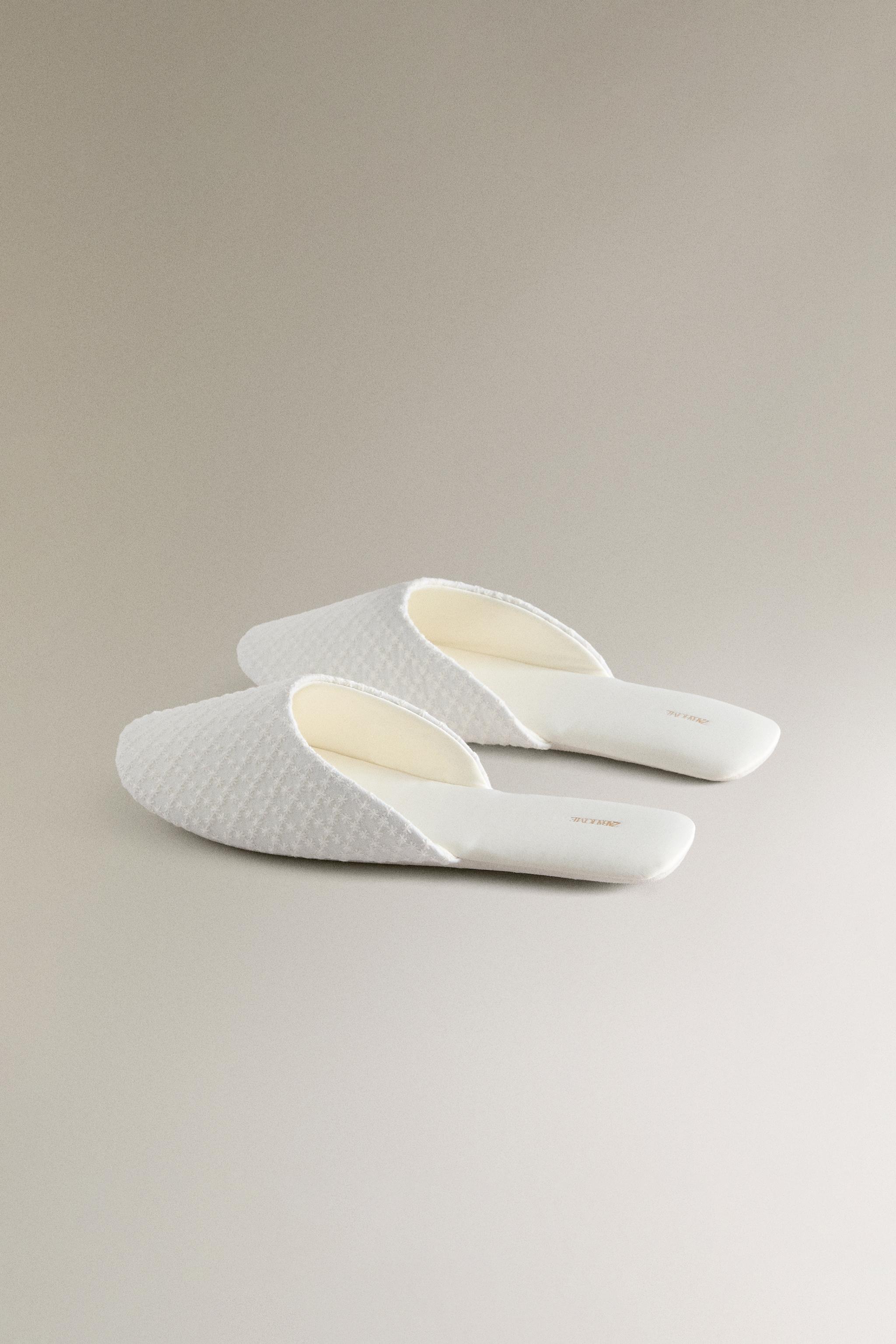 PLUMETIS FABRIC SLIPPERS WITH SATEEN DETAIL