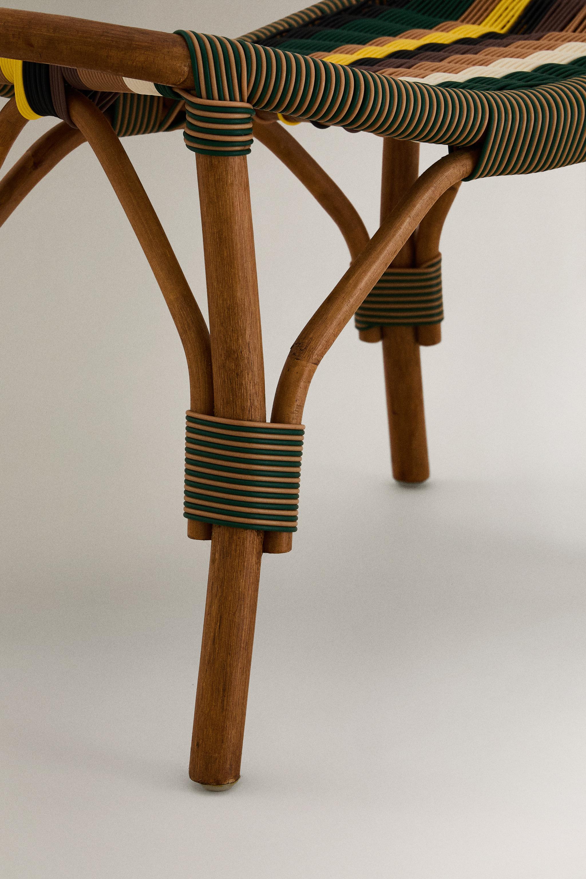 RATTAN STRIPED FOOTREST X COLLAGERIE