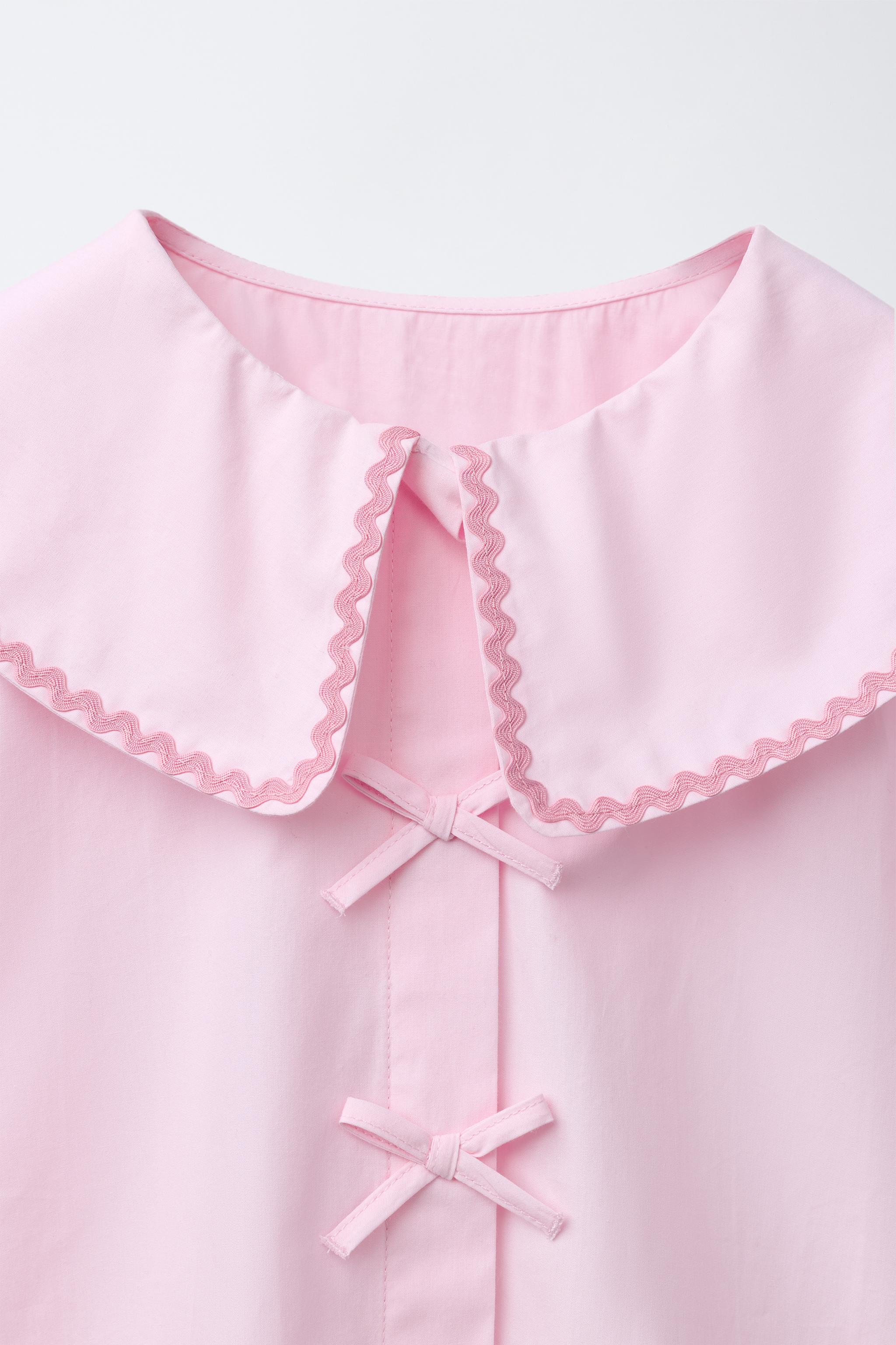 PICOT TRIM PETER PAN COLLAR SHIRT