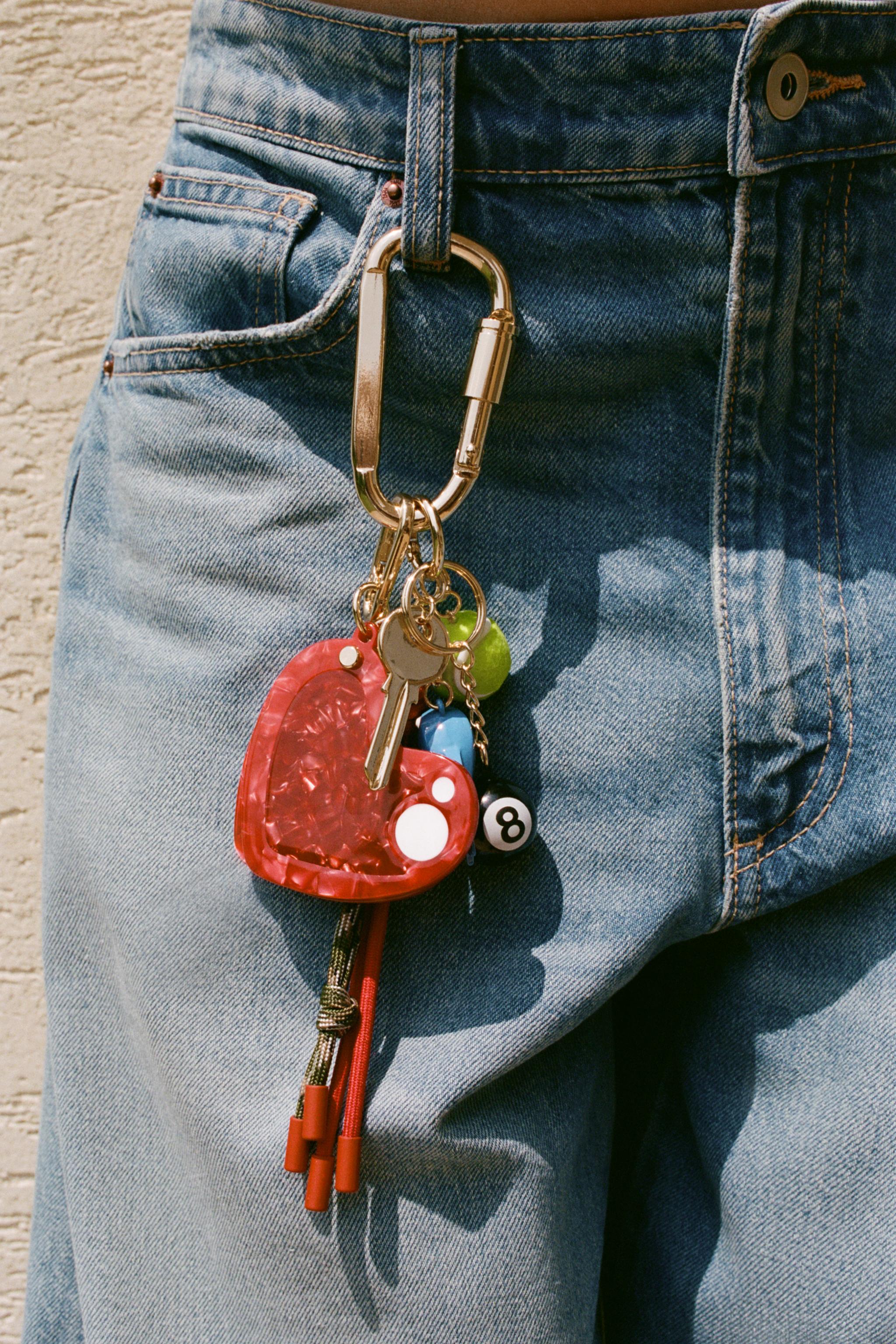 MIRROR HEART MULTI-CHARM KEYRING