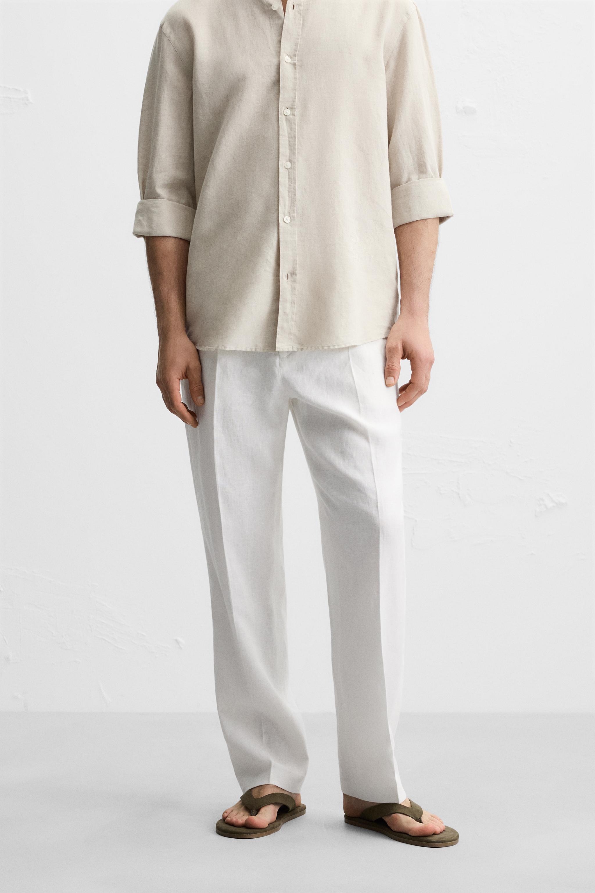 100% LINEN PLEATED PANTS