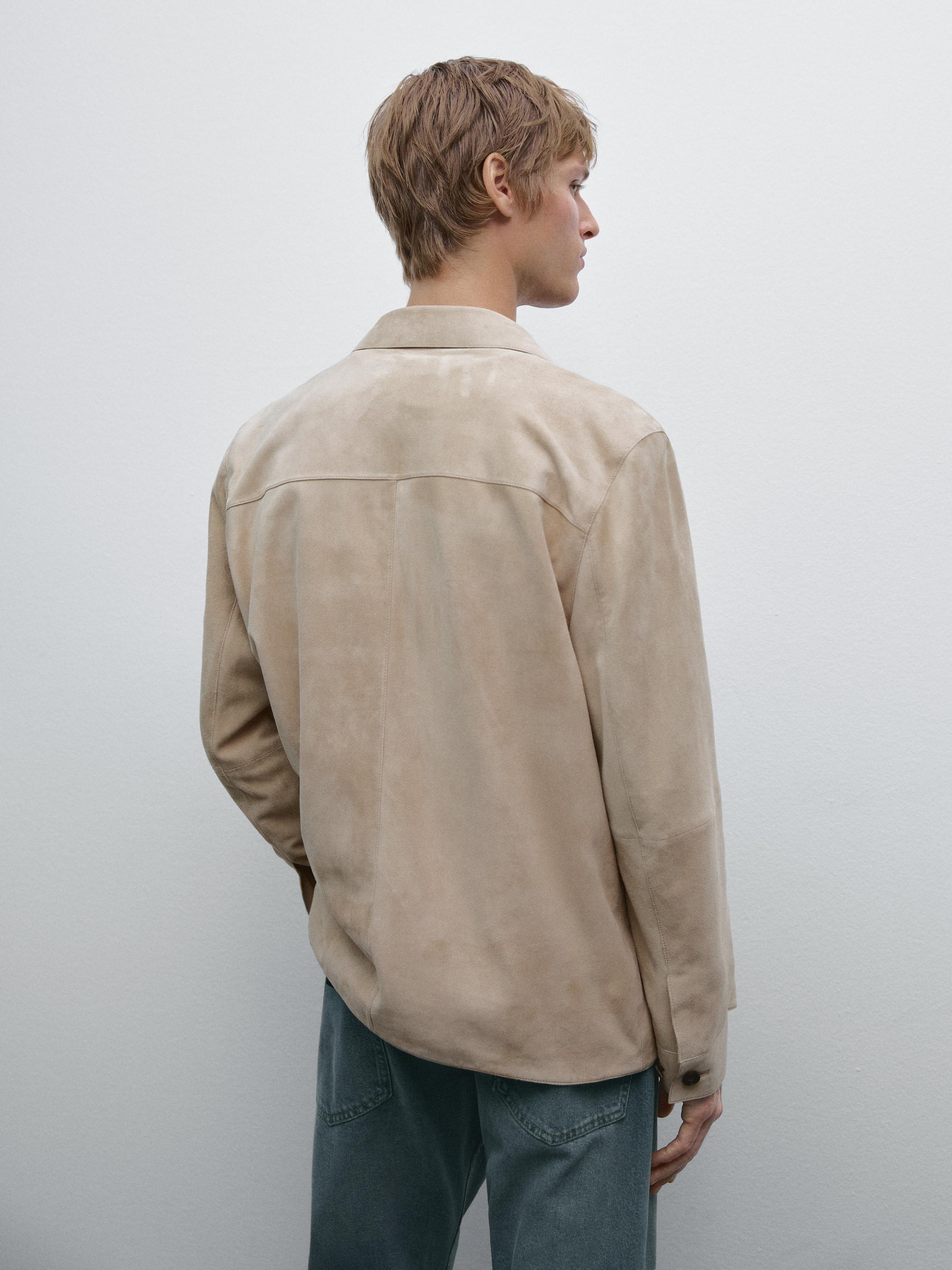 Suede leather overshirt