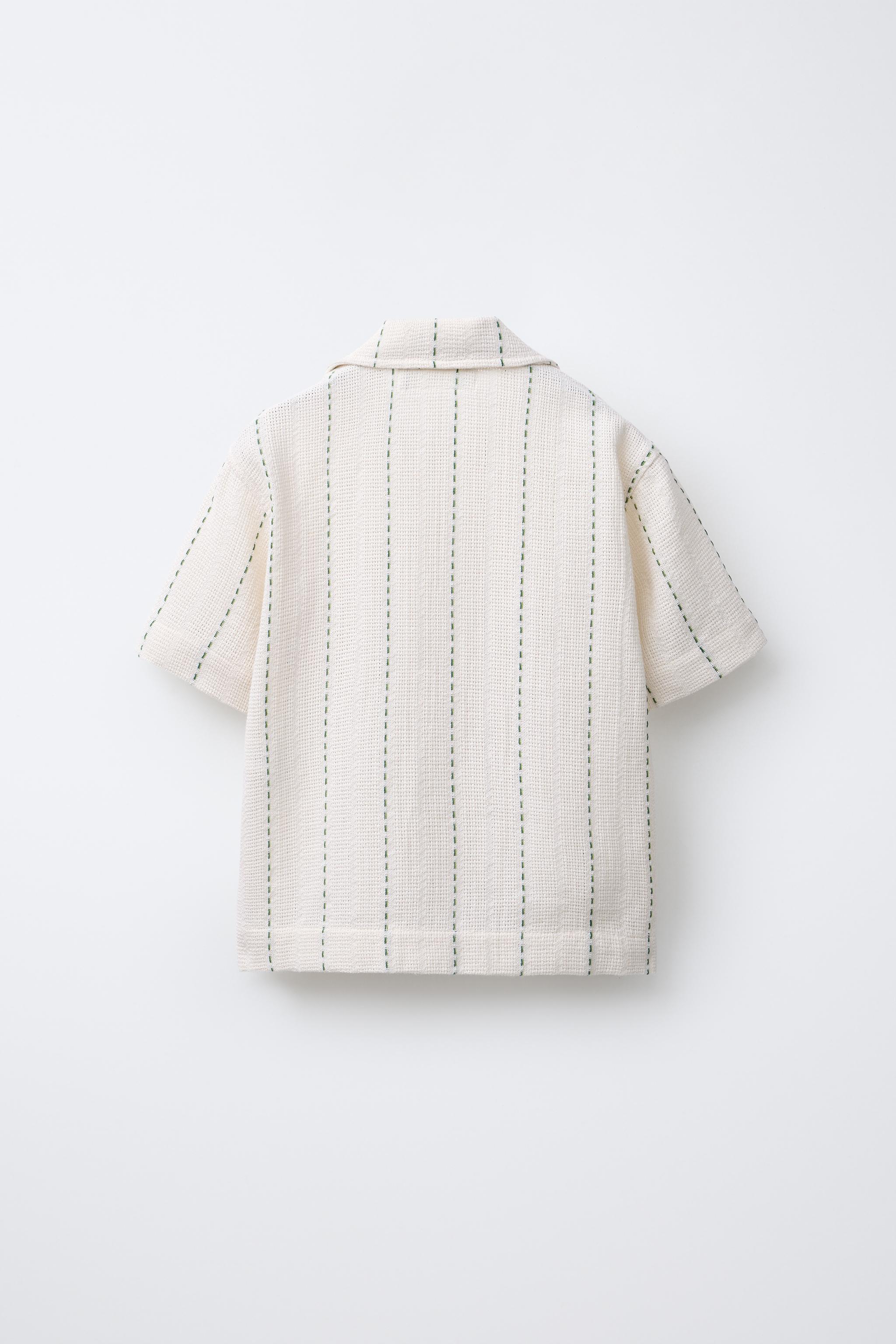 RUSTIC SHIRT WITH STRIPE EMBROIDERY