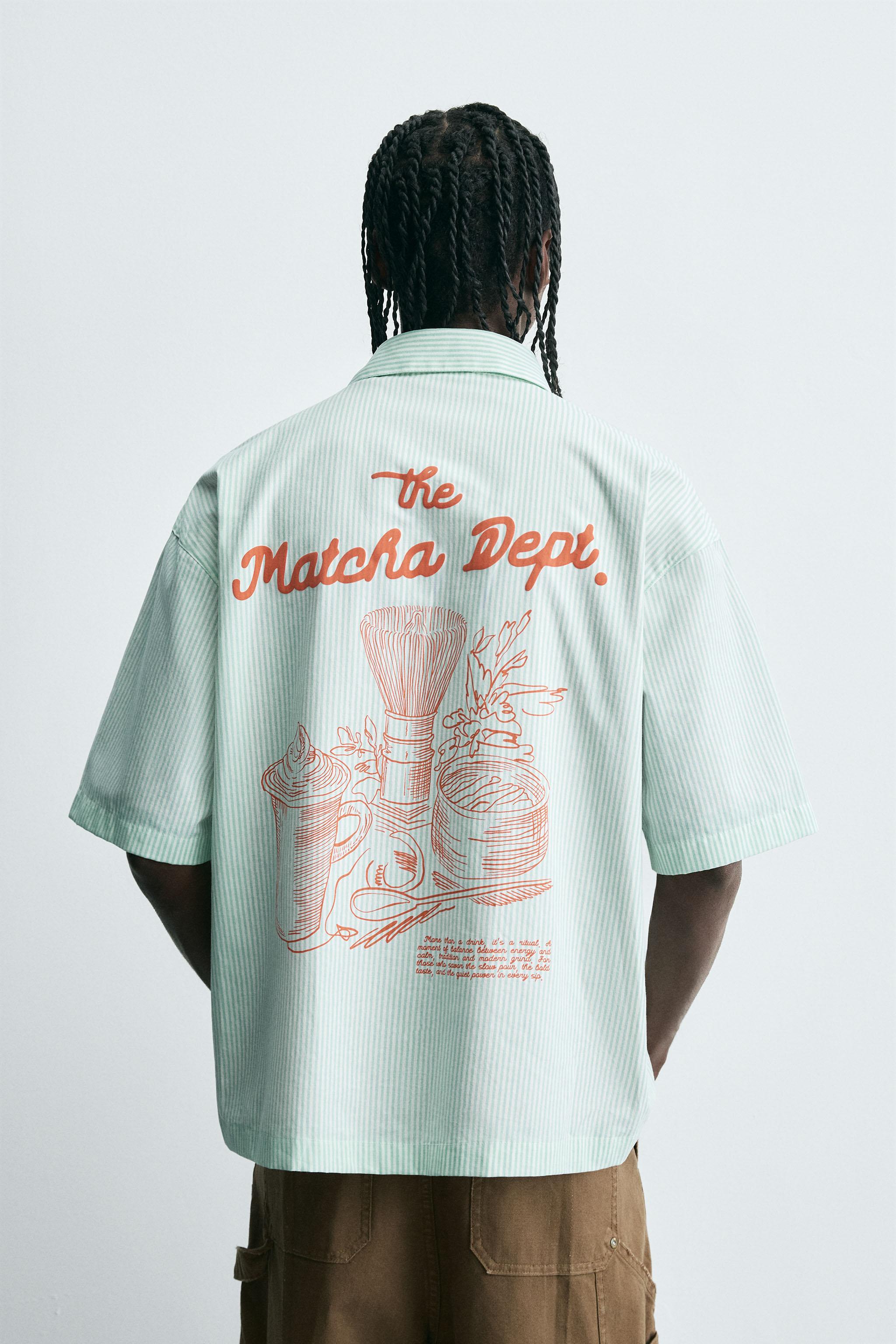 COMBINATION TEXT STRIPED SHIRT