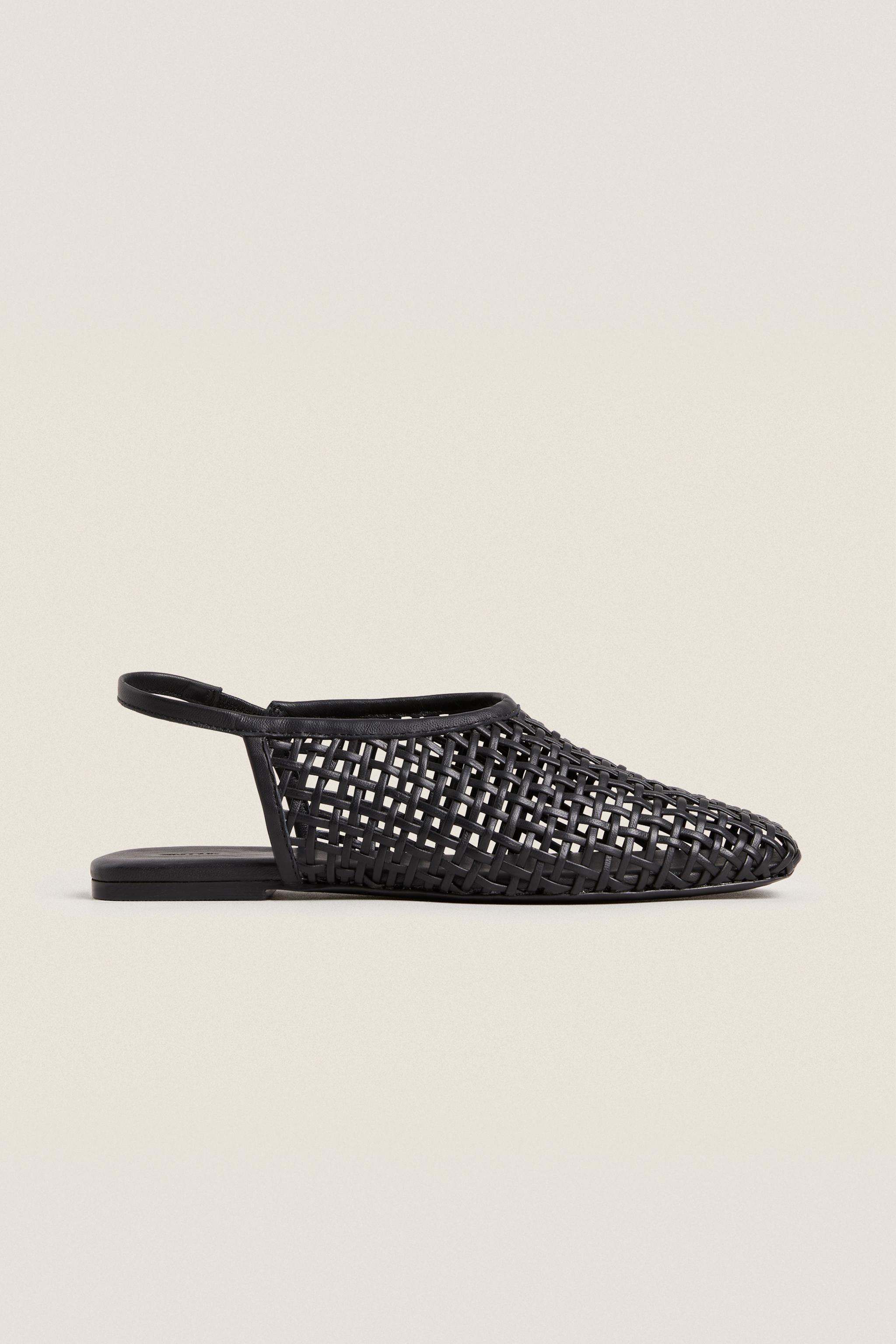 BRAIDED LEATHER SLINGBACK BALLET FLATS