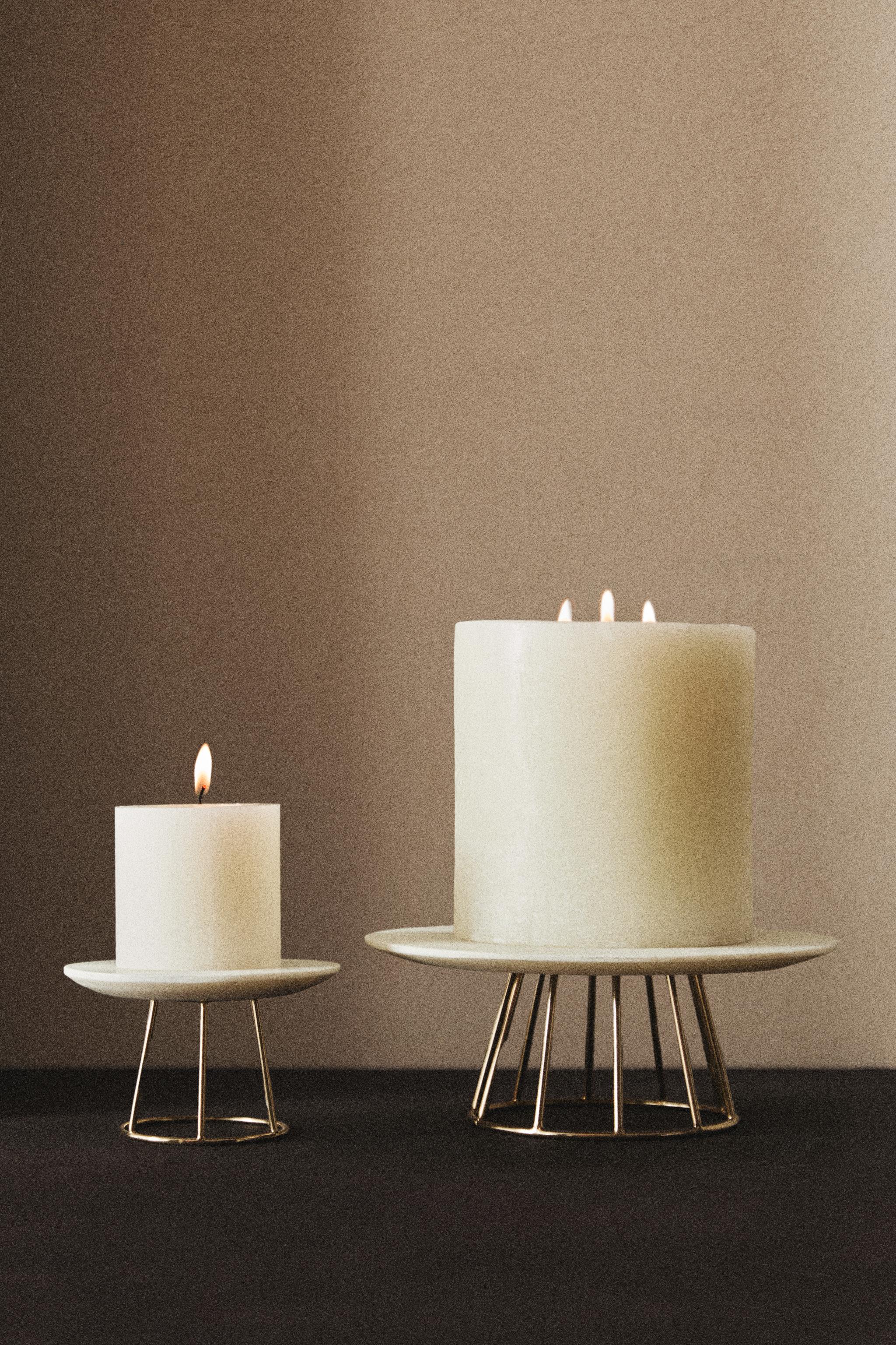 MARBLE AND METAL TEALIGHT HOLDER