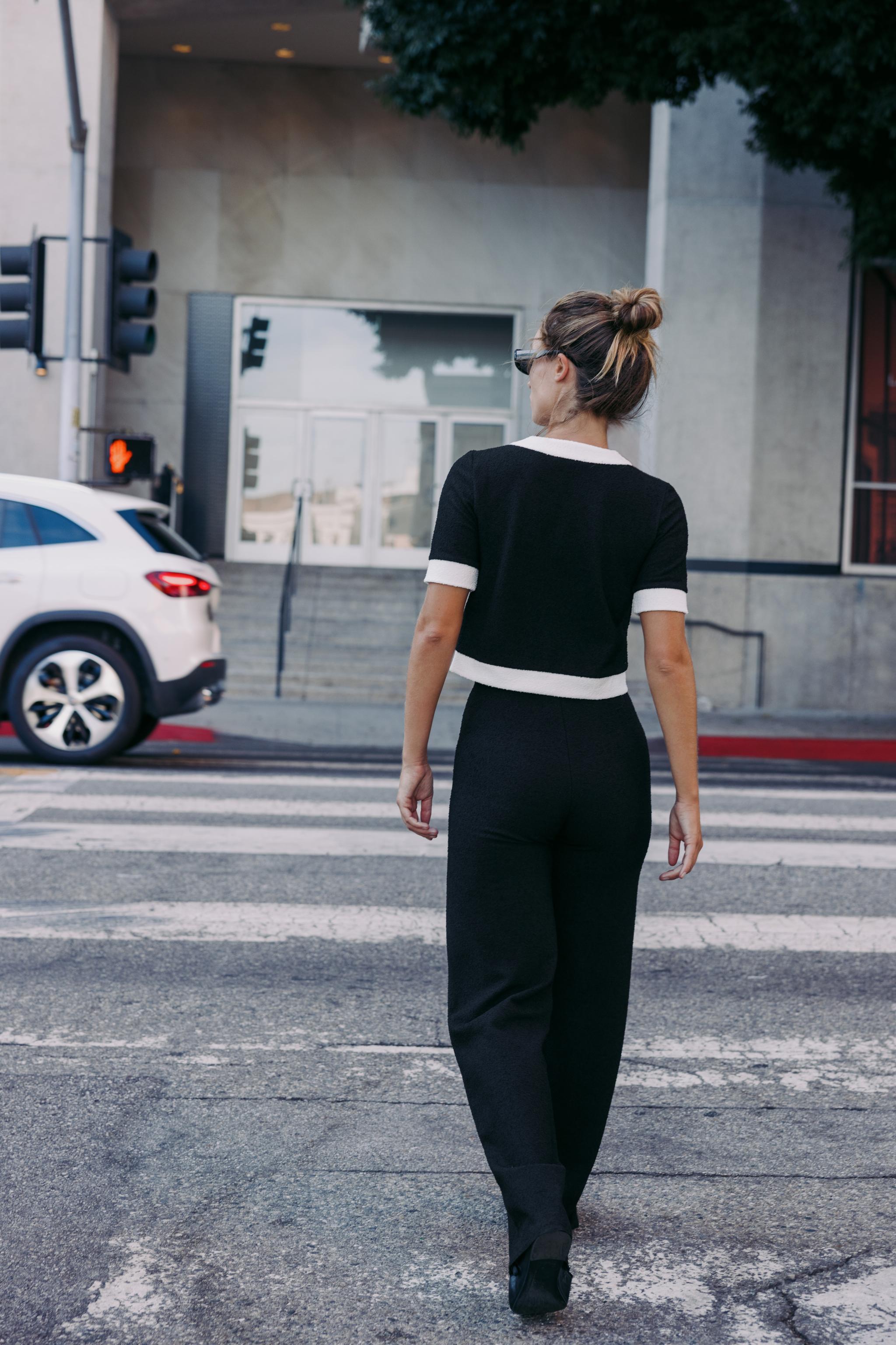 CONTRAST BOUCLÉ PANTS