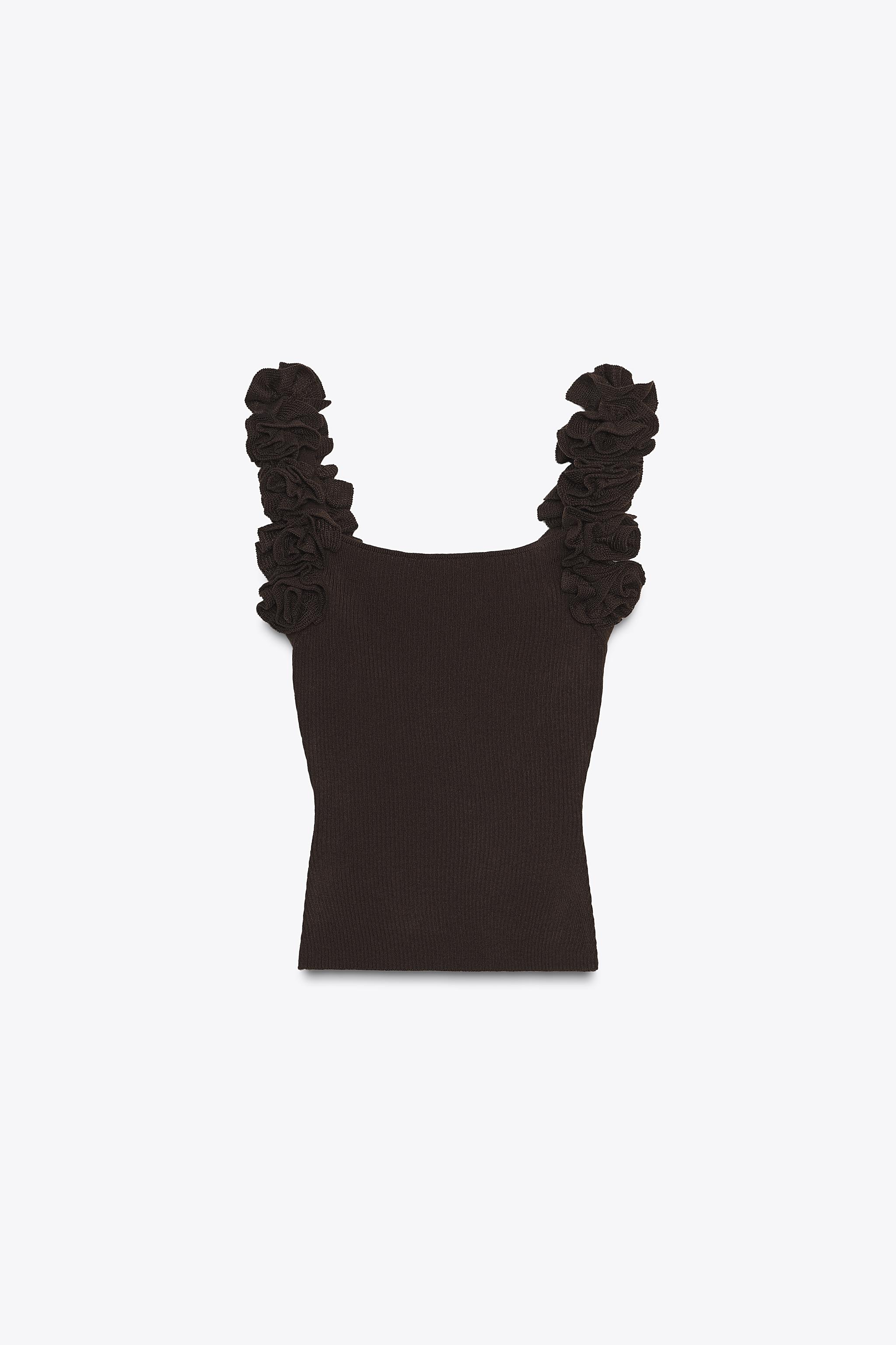 KNIT STRAPPY FLORAL TOP