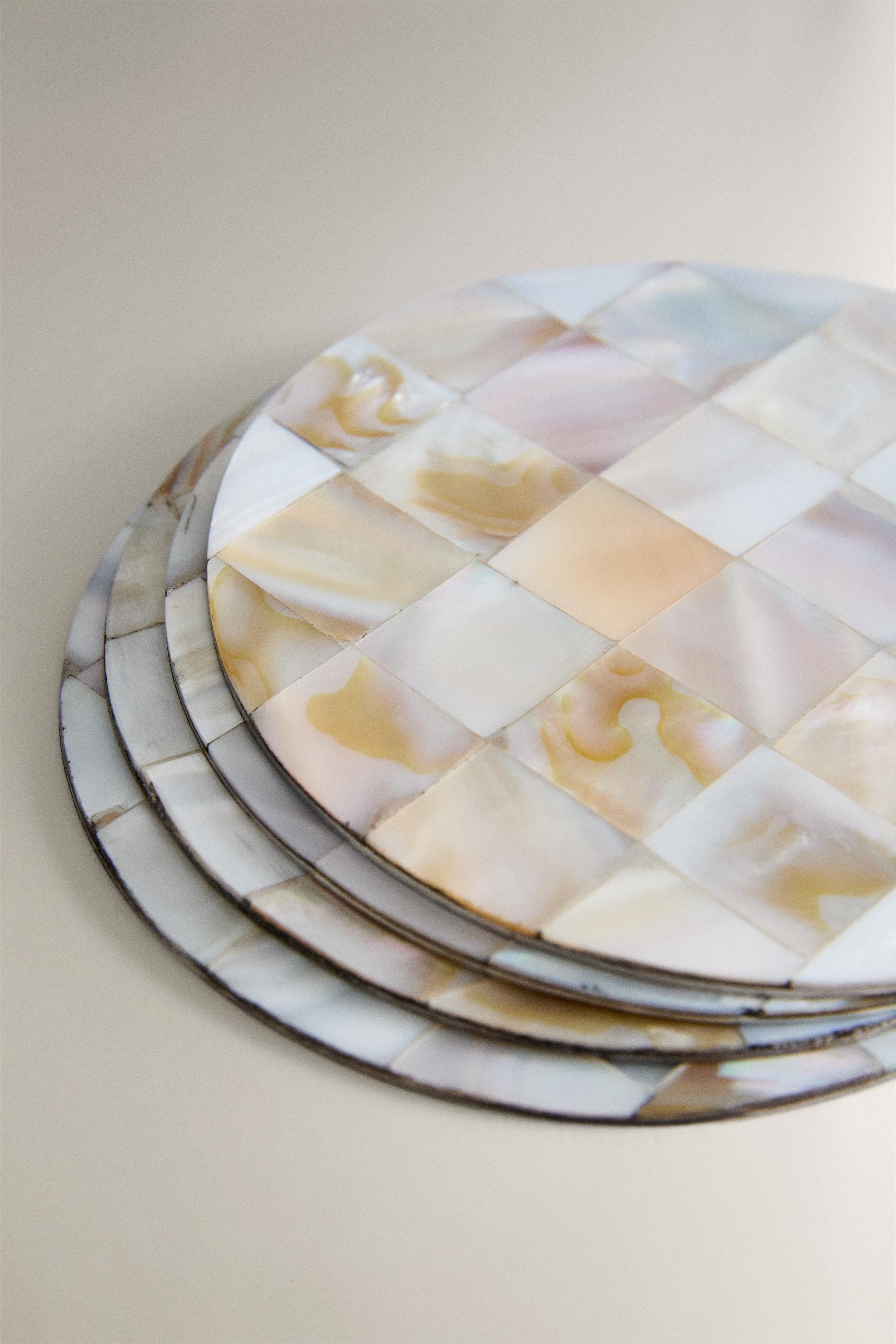 SET OF MOTHER-OF-PEARL COASTERS (SET OF 4)