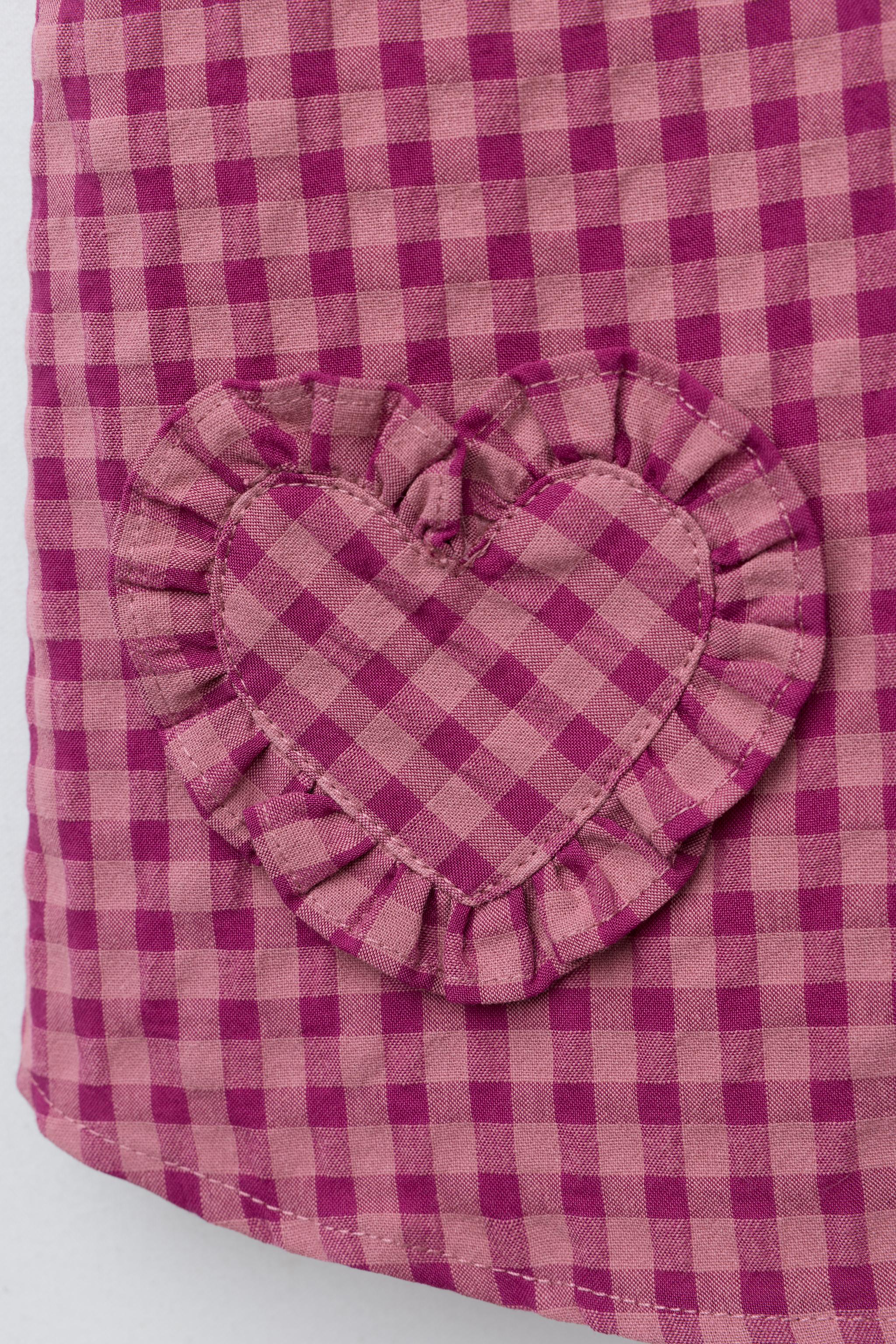 GINGHAM RUFFLE BLOUSE