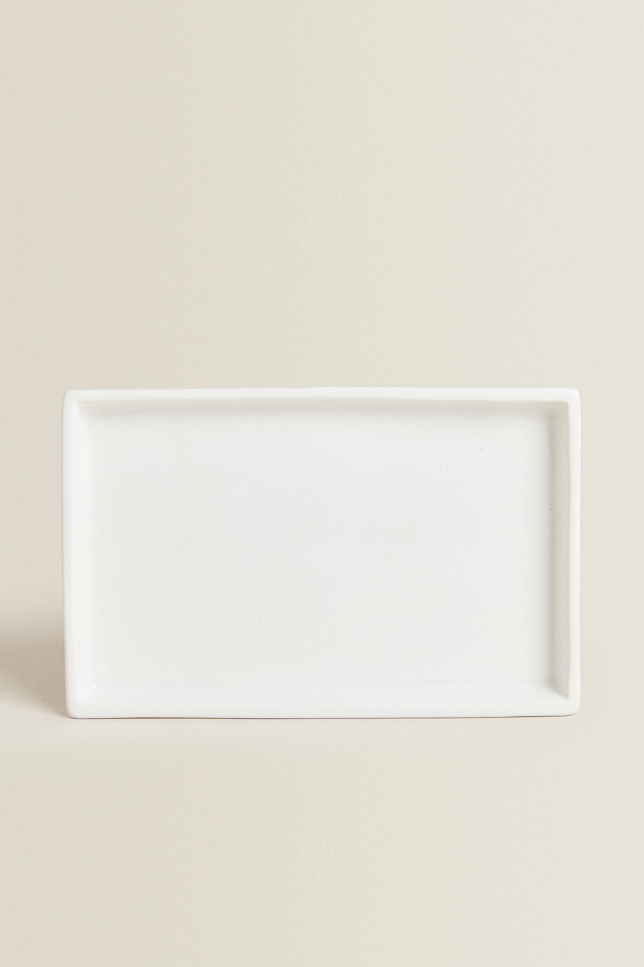 WHITE EARTHENWARE BATHROOM TRAY