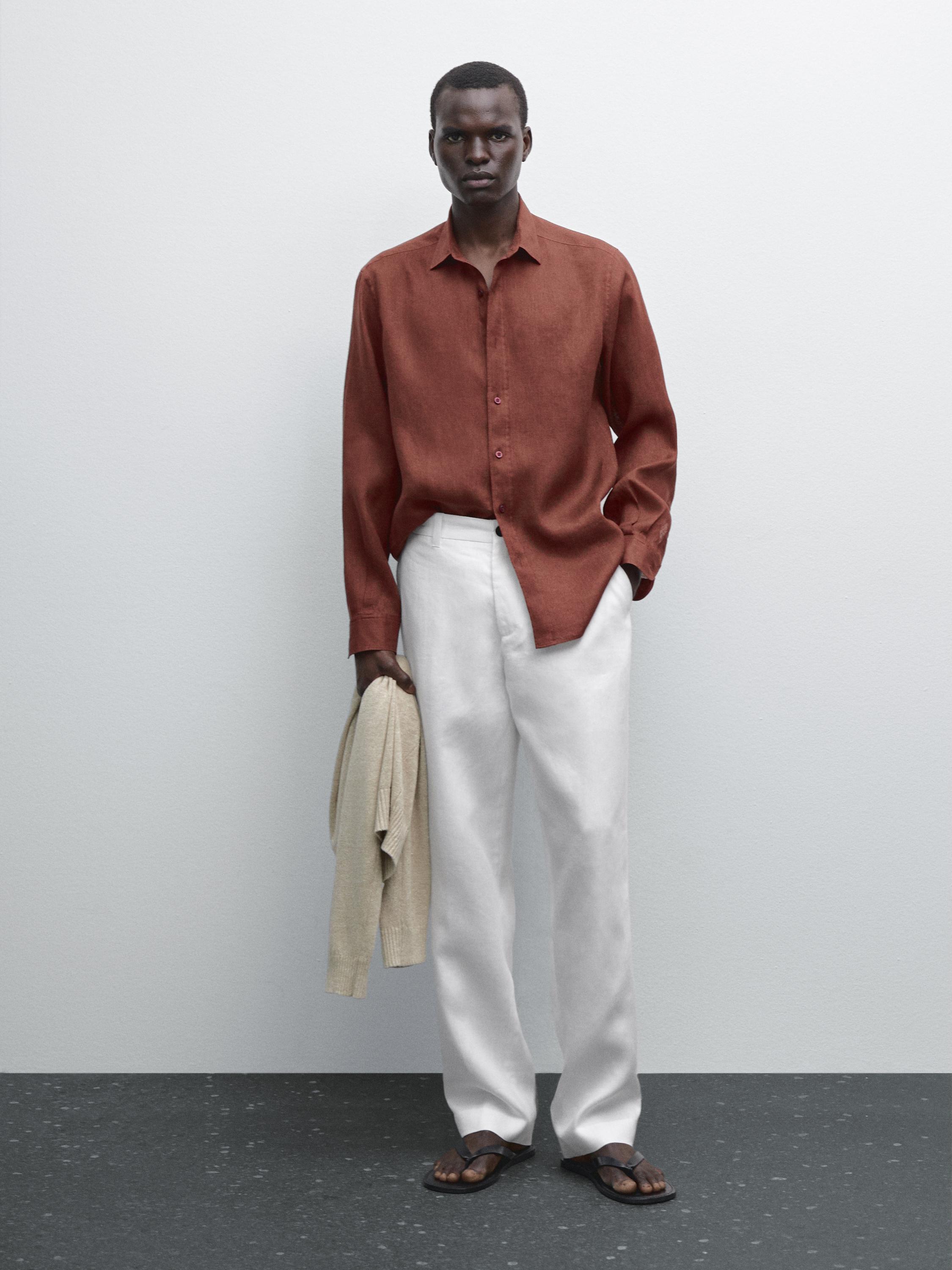 100% linen slim fit shirt