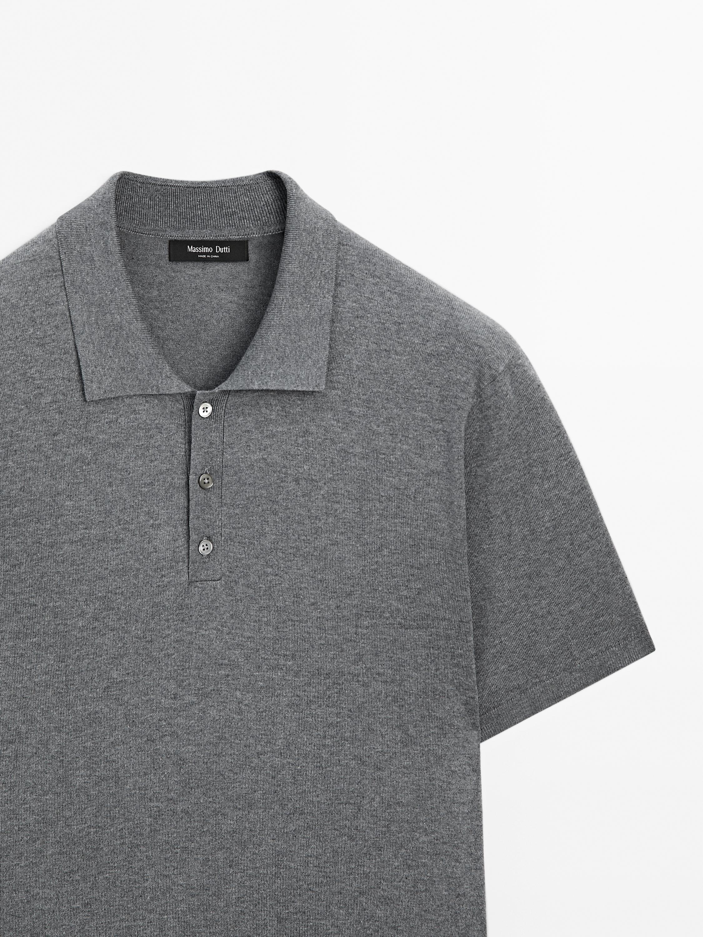 Cotton blend knit polo shirt